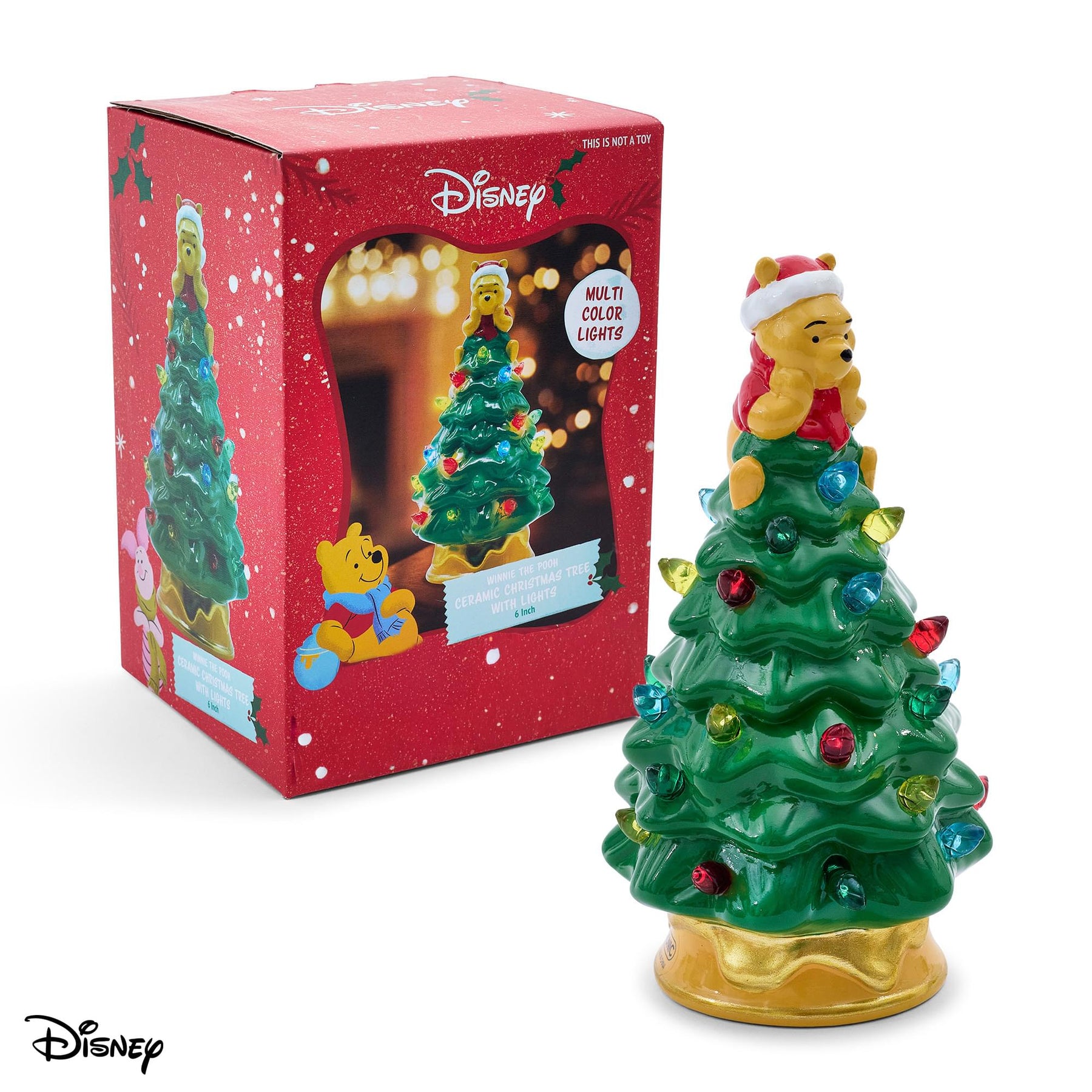 Disney Winnie The Pooh Light-Up Ceramic Christmas Tree | 6 Inches Tall