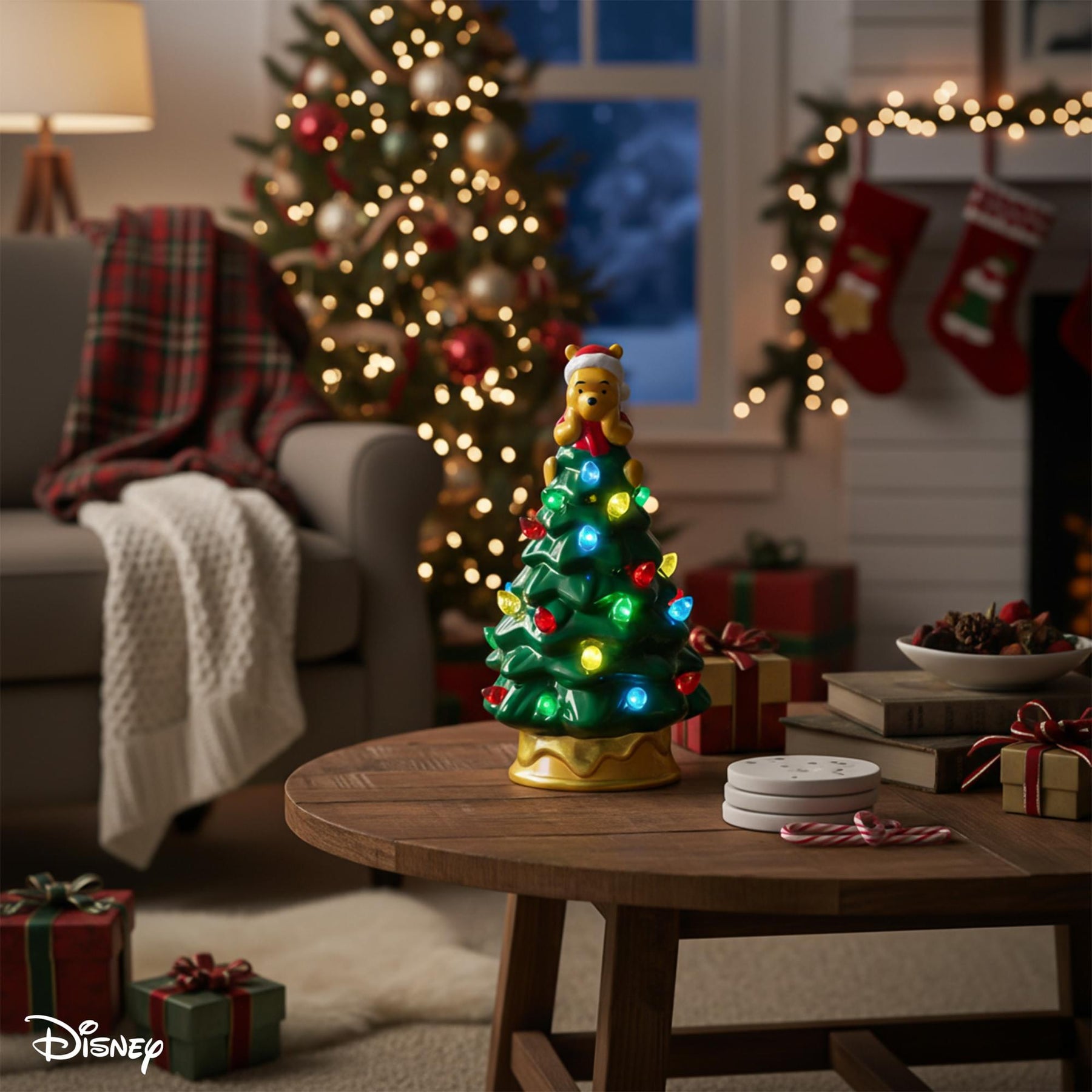 Disney Winnie The Pooh Light-Up Ceramic Christmas Tree | 6 Inches Tall