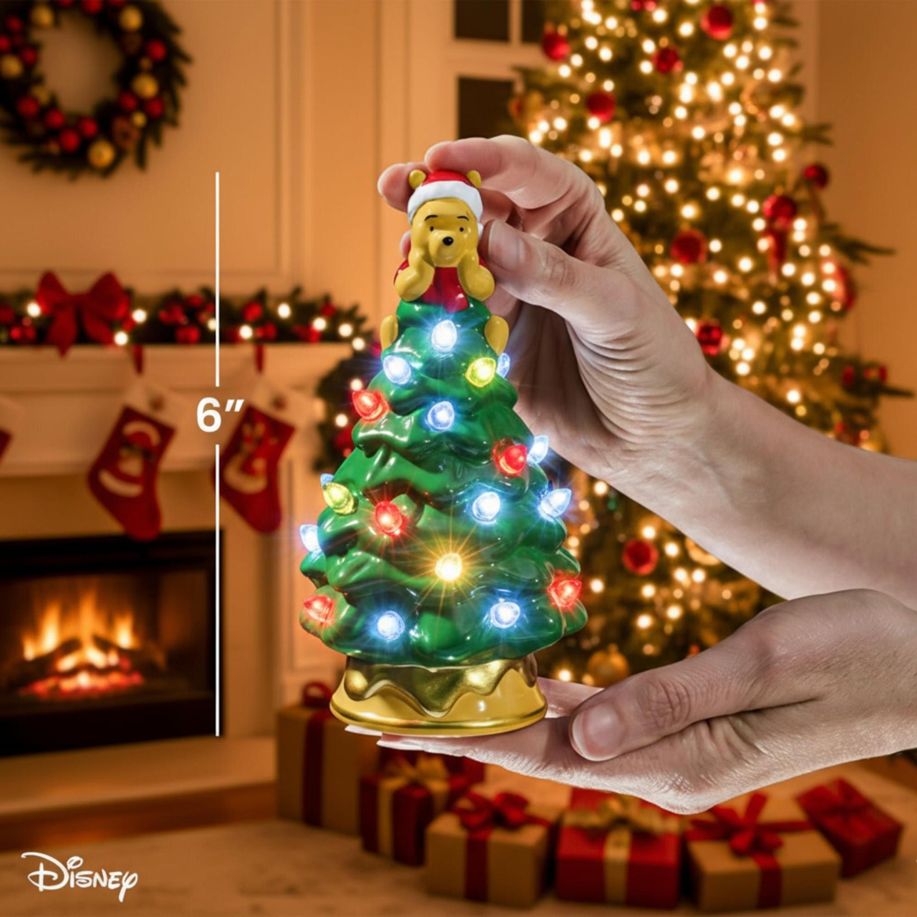 Disney Winnie The Pooh Light-Up Ceramic Christmas Tree | 6 Inches Tall