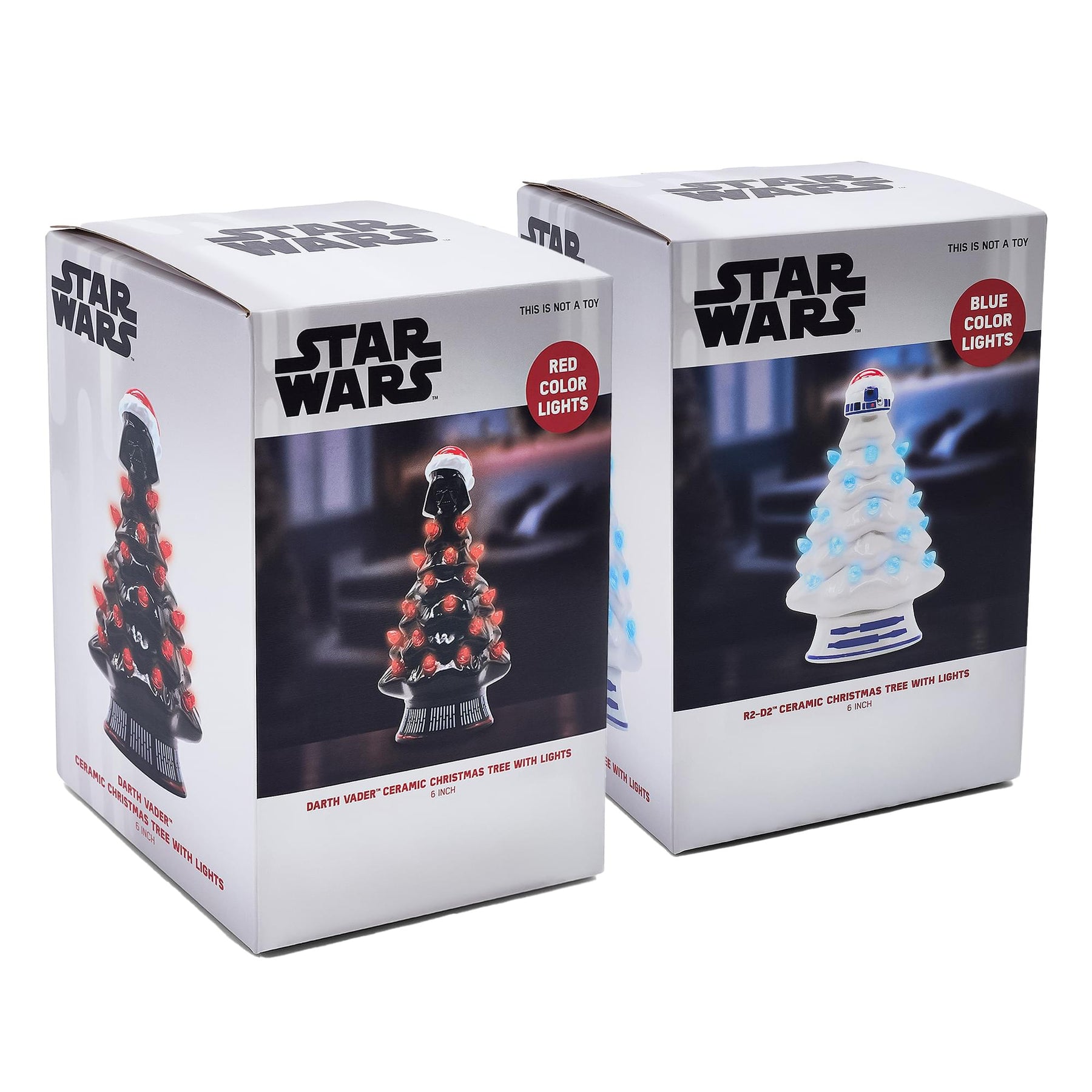 Star Wars Light-Up Ceramic Christmas Tree Set Of 2