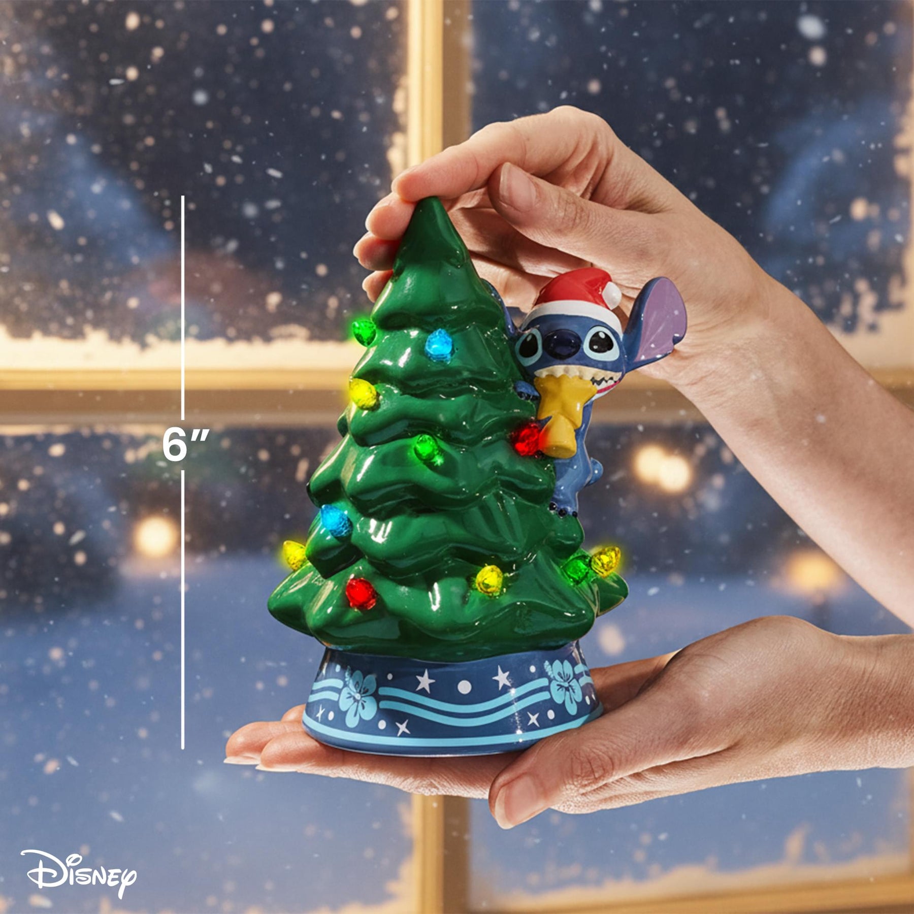 Disney Lilo & Stitch Light-Up Ceramic Christmas Tree | 6 Inches Tall