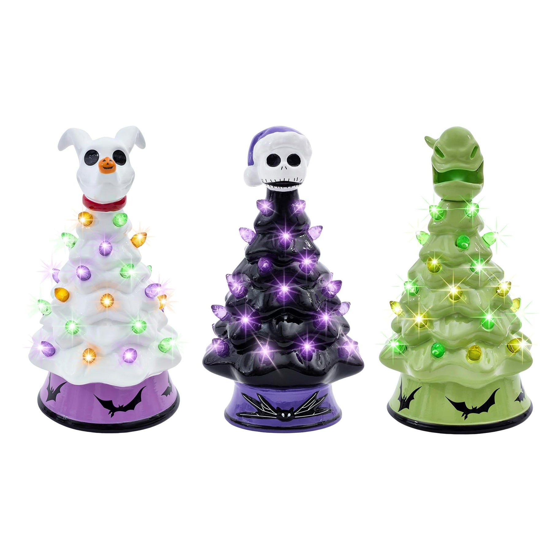 Disney The Nightmare Before Christmas Light-Up Ceramic Christmas Tree Set Of 3