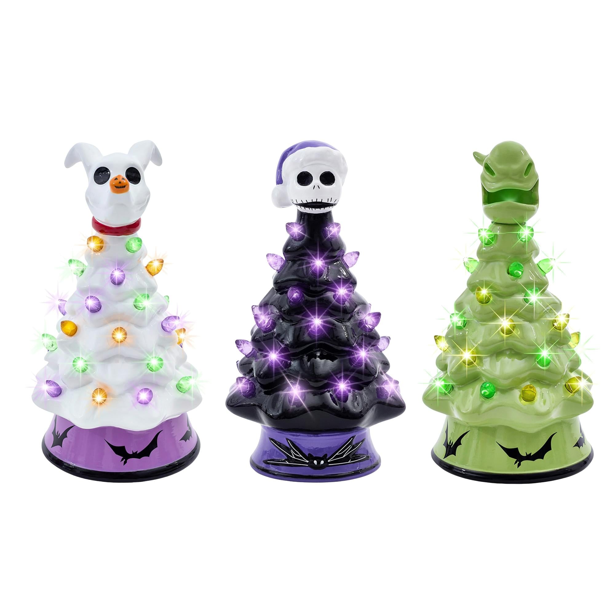 Disney The Nightmare Before Christmas Light-Up Ceramic Christmas Tree Set Of 3