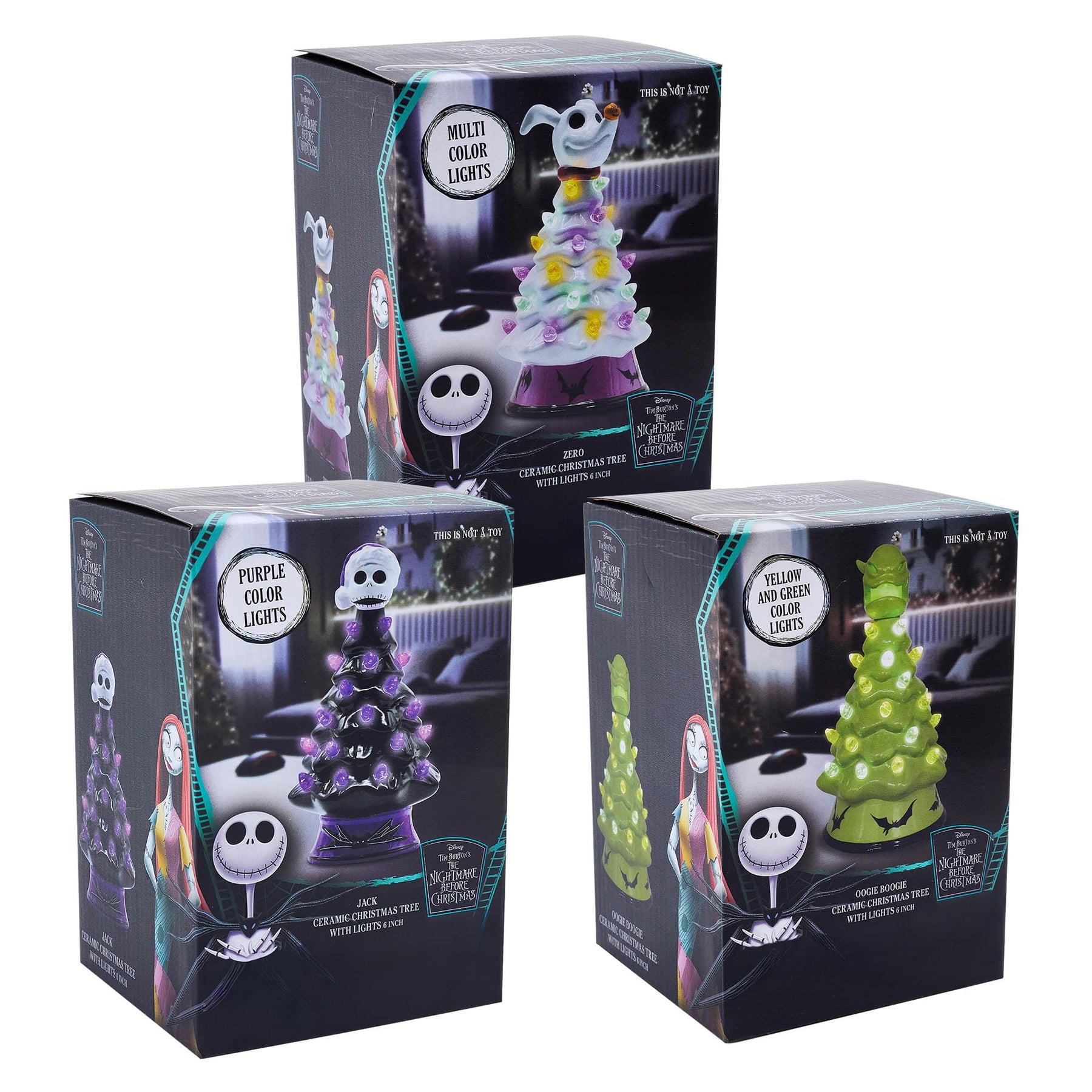Disney The Nightmare Before Christmas Light-Up Ceramic Christmas Tree Set Of 3