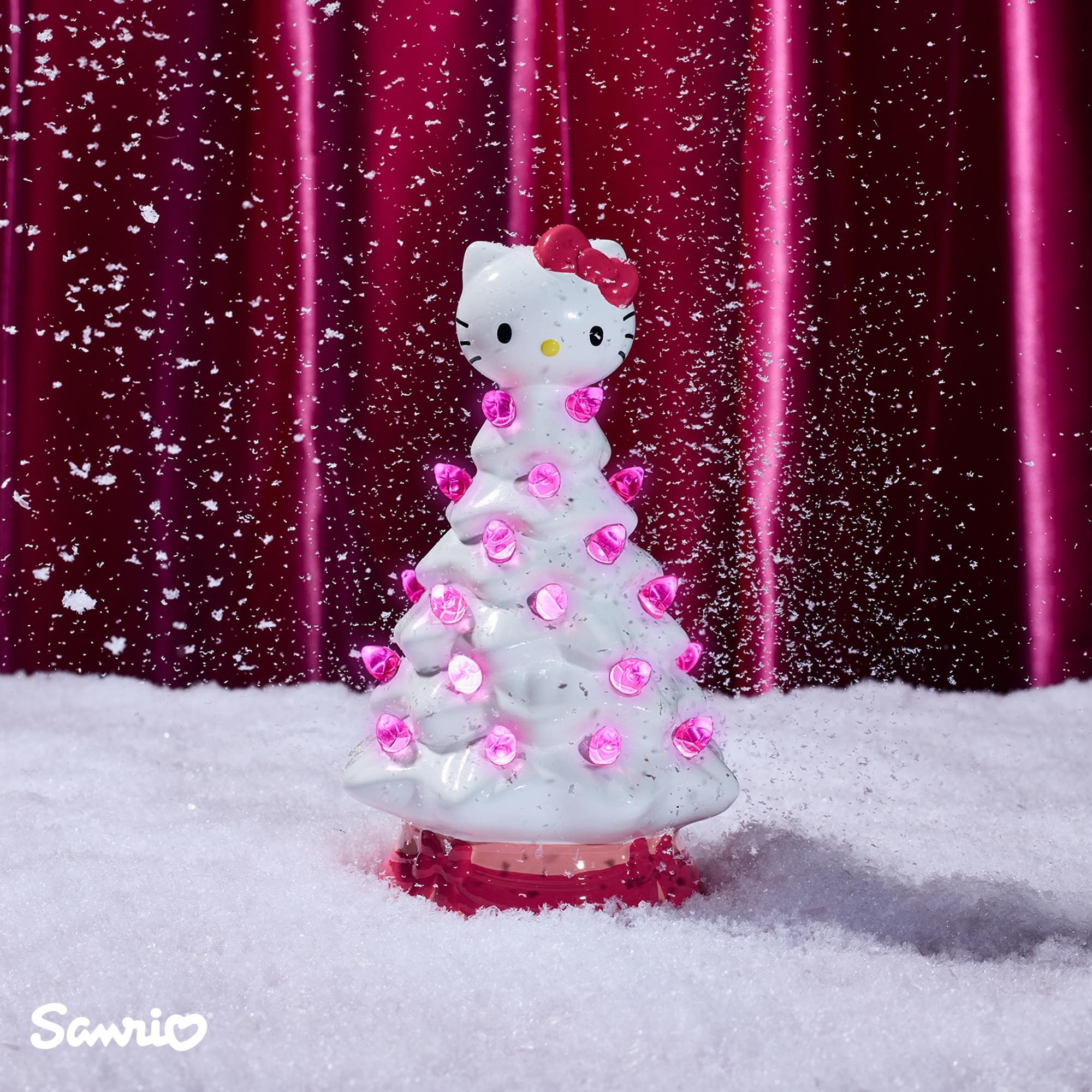 Sanrio Hello Kitty White Light-Up Ceramic Christmas Tree | 6 Inches Tall