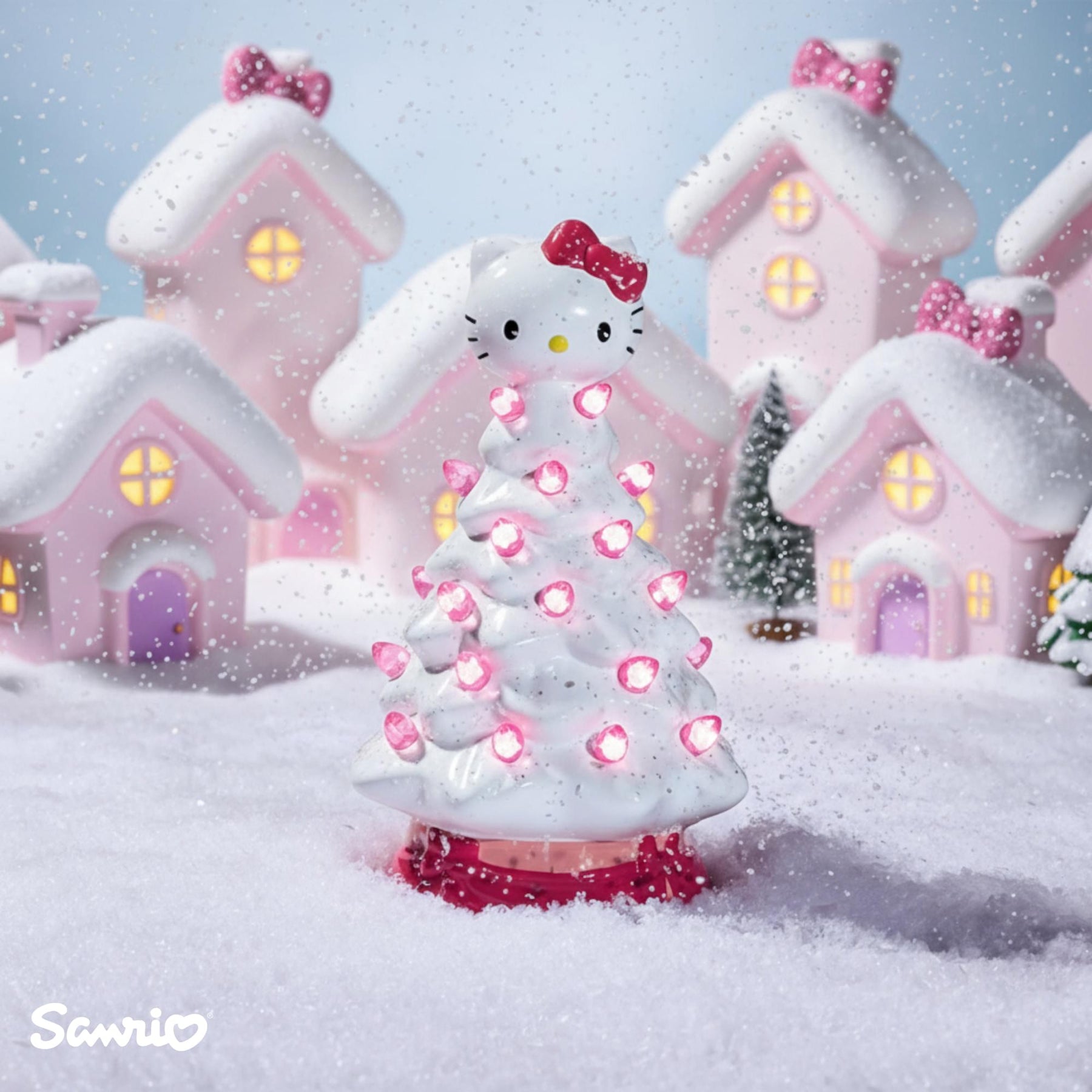 Sanrio Hello Kitty White Light-Up Ceramic Christmas Tree | 6 Inches Tall