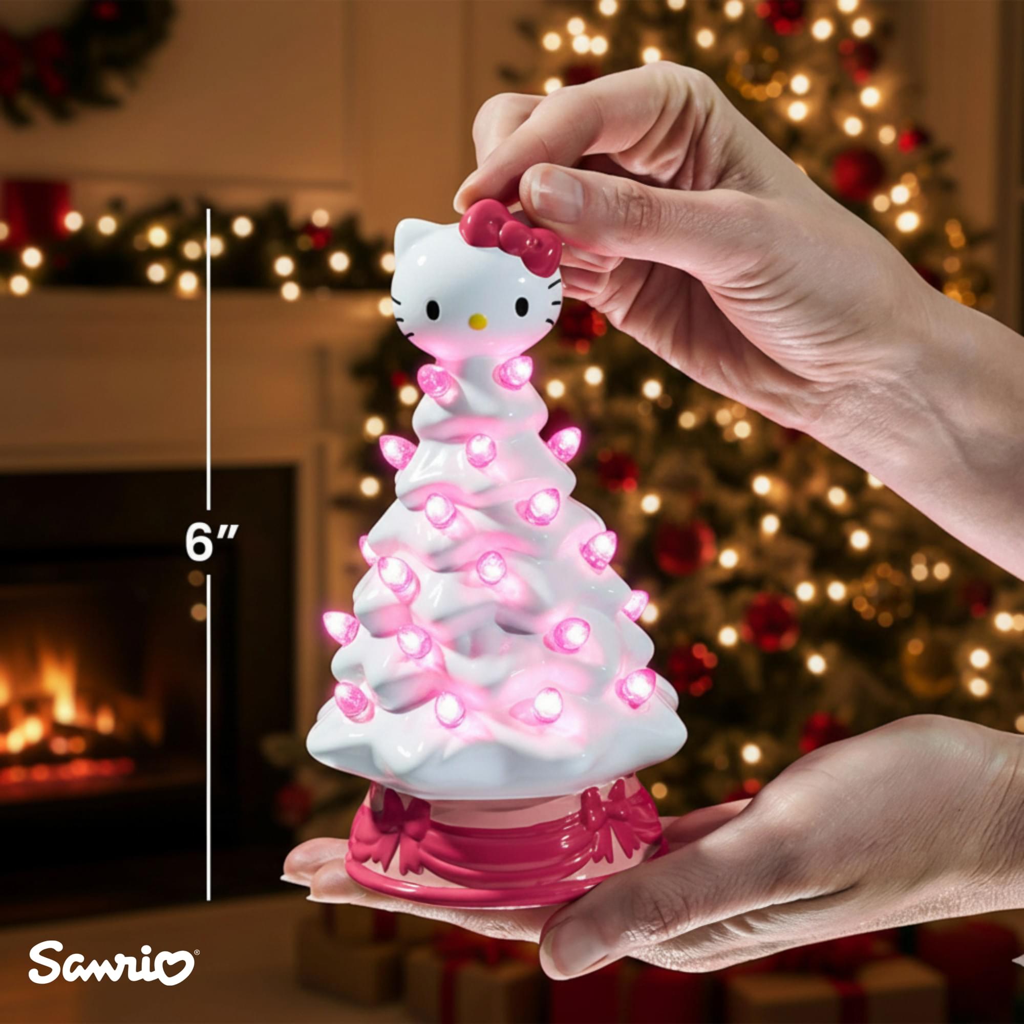 Sanrio Hello Kitty White Light-Up Ceramic Christmas Tree | 6 Inches Tall