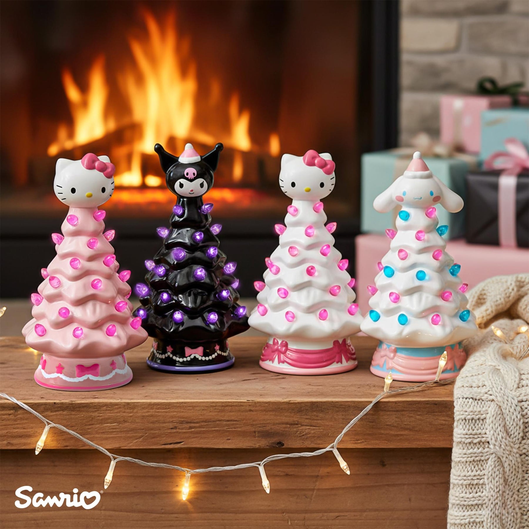 Sanrio Hello Kitty White Light-Up Ceramic Christmas Tree | 6 Inches Tall