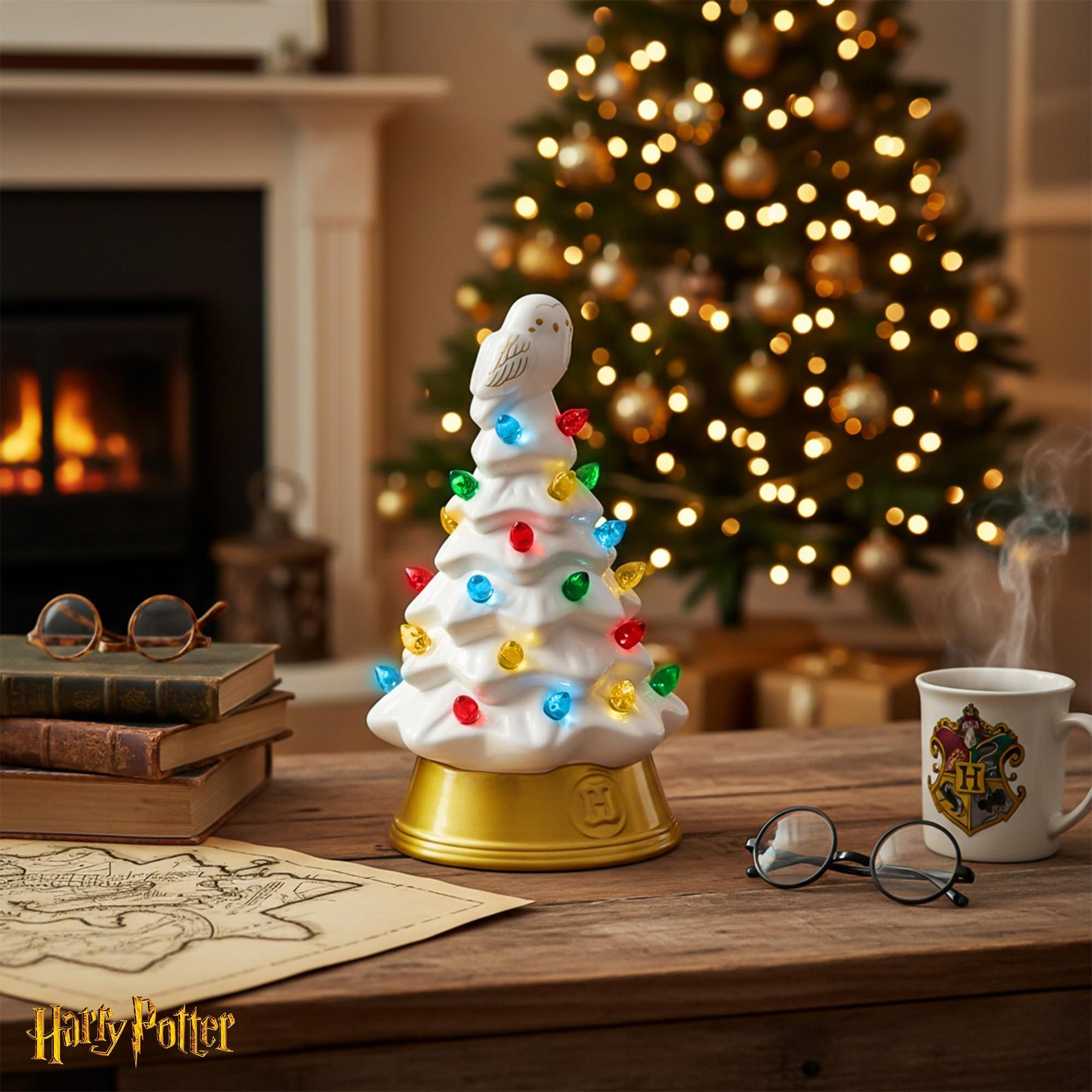 Harry Potter Hedwig Light-Up Ceramic Christmas Tree | 6 Inches Tall