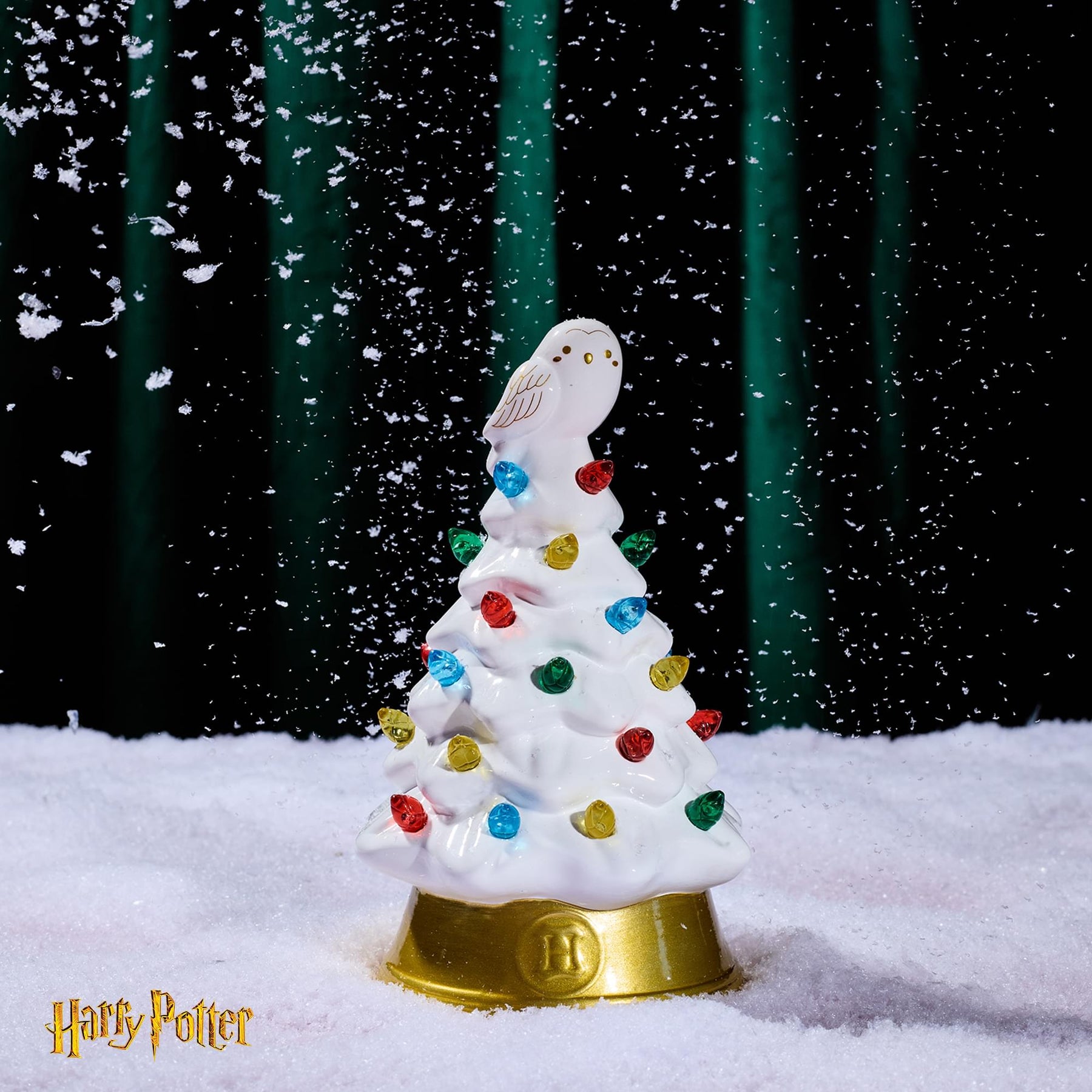 Harry Potter Hedwig Light-Up Ceramic Christmas Tree | 6 Inches Tall