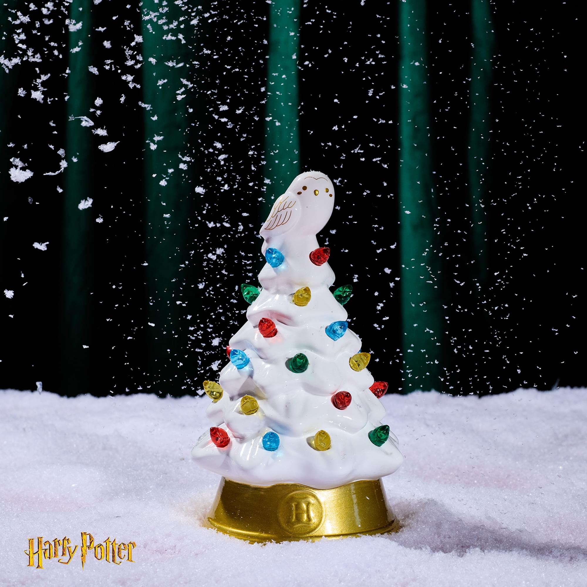 Harry Potter Hedwig Light-Up Ceramic Christmas Tree | 6 Inches Tall
