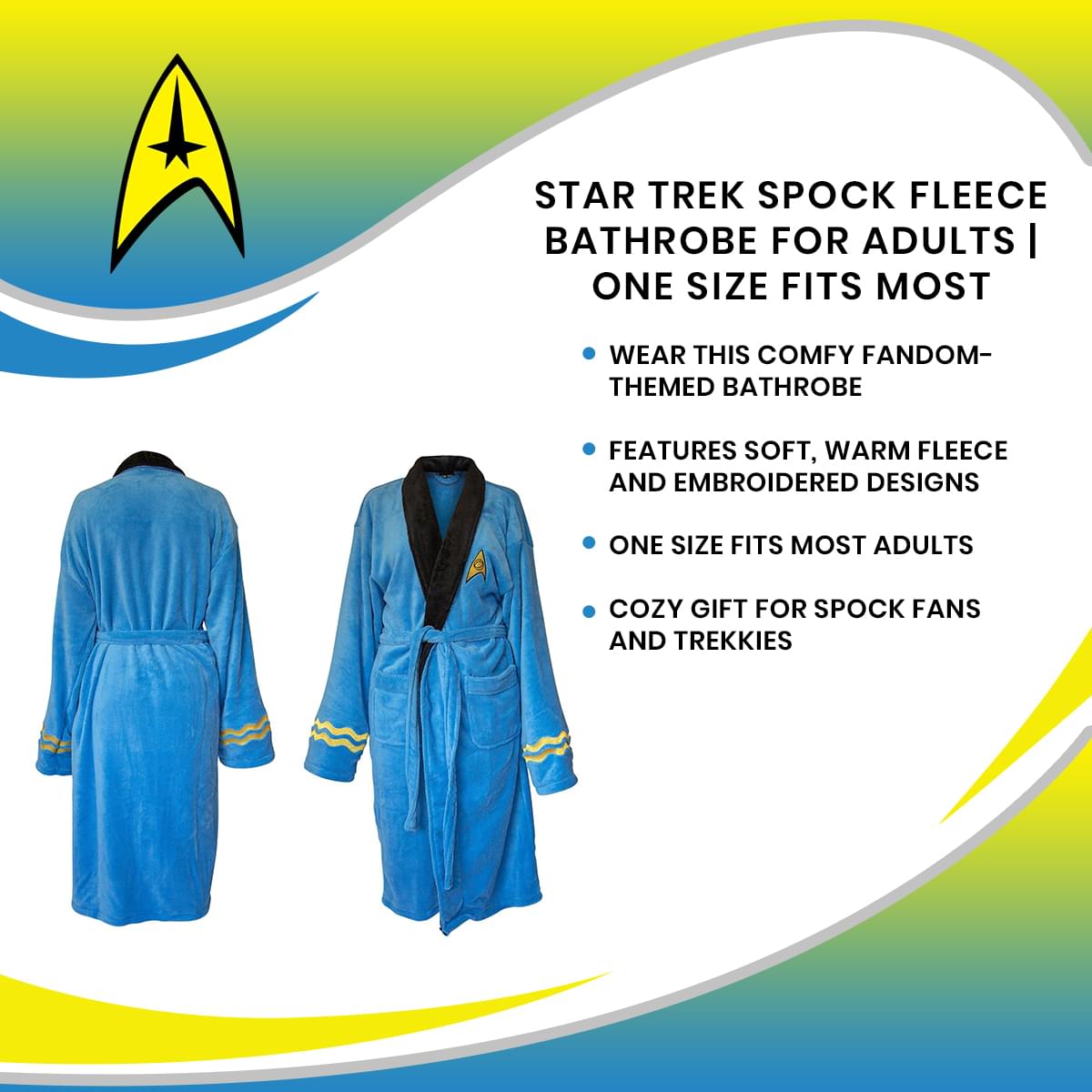 Star Trek Spock Fleece Bathrobe for Adults | One Size Fits Most
