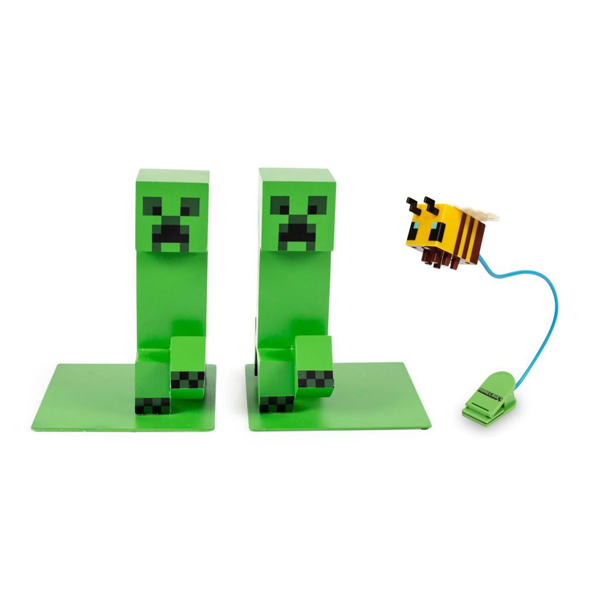 Minecraft 2-Piece Reader Bundle | Bee Reading Light & Creeper Bookends