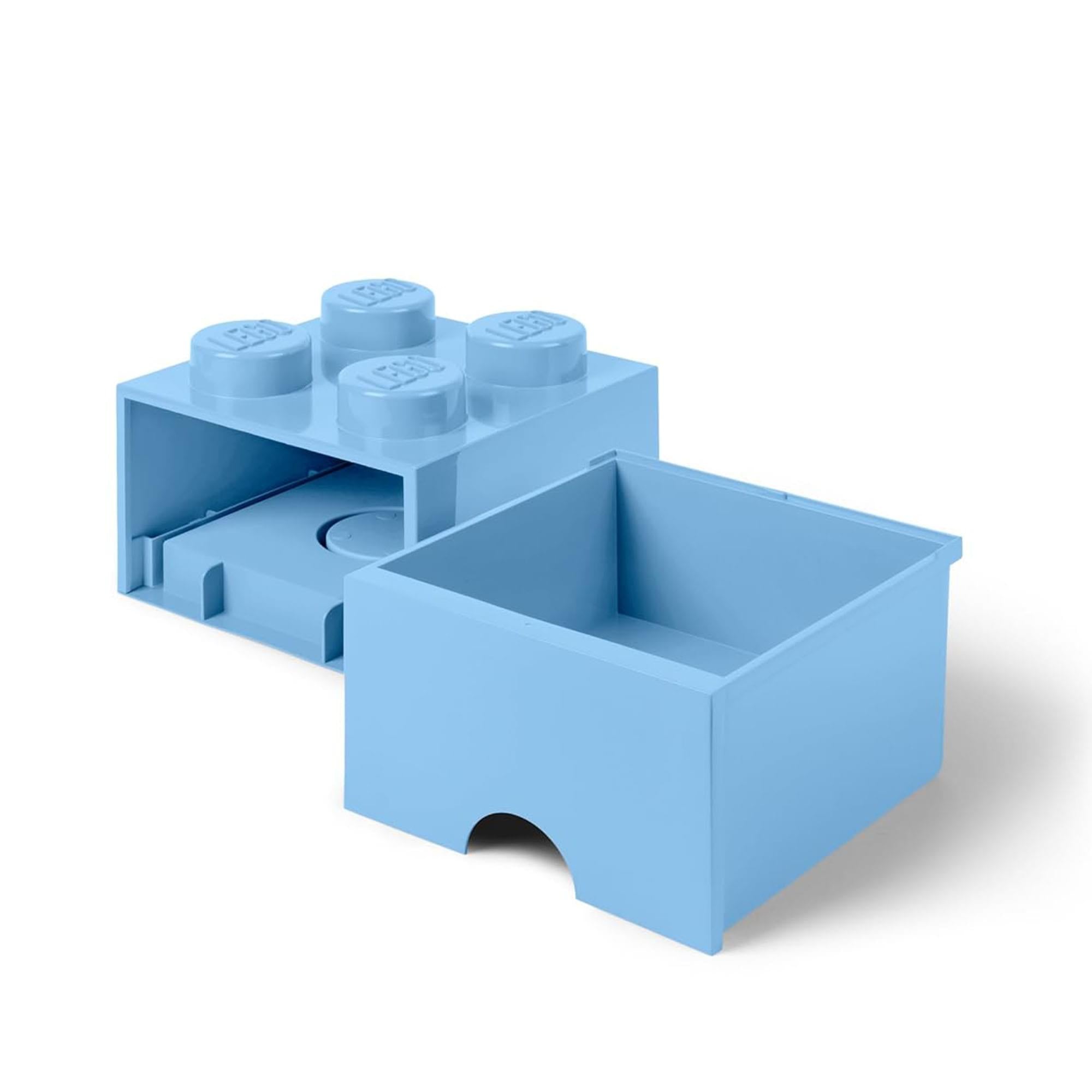 LEGO Brick Drawer, 4 Knobs, 1 Drawer, Stackable Storage Box, Light Blue