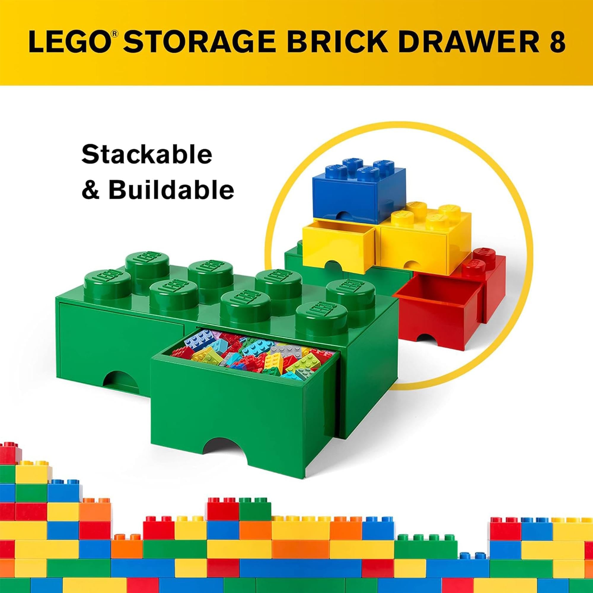 Lego Storage Brick 2 Drawer Dark Green