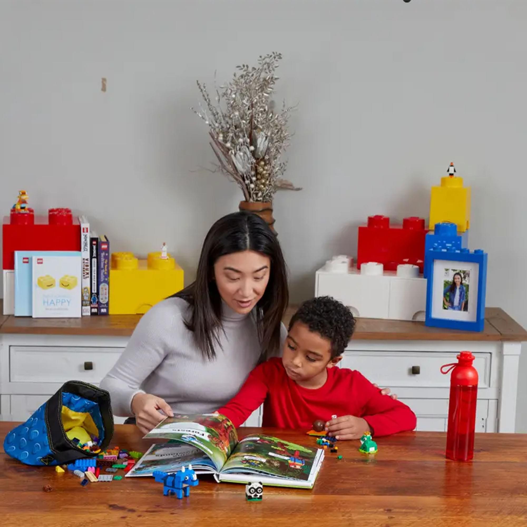 LEGO Brick Drawer, 8 Knobs, 2 Drawers, Stackable Storage Box, White