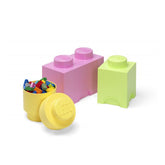 LEGO 3-Piece Storage Brick Set | Yellow| Green | Light Purple