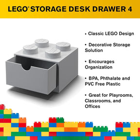 LEGO Desk Drawer 4 Knobs Stackable Storage Box | Grey