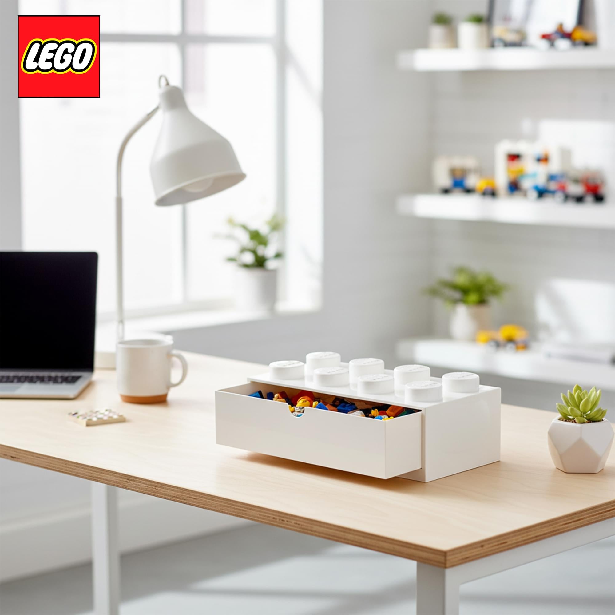 LEGO 8-Stud Stackable Tabletop Storage Box | White