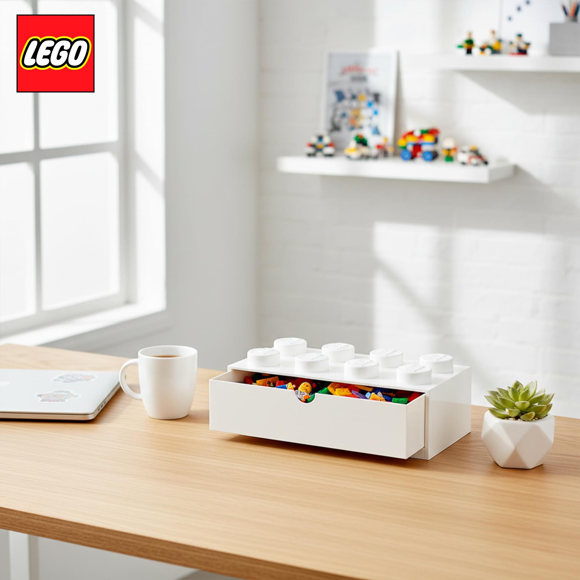 LEGO 8-Stud Stackable Tabletop Storage Box | White