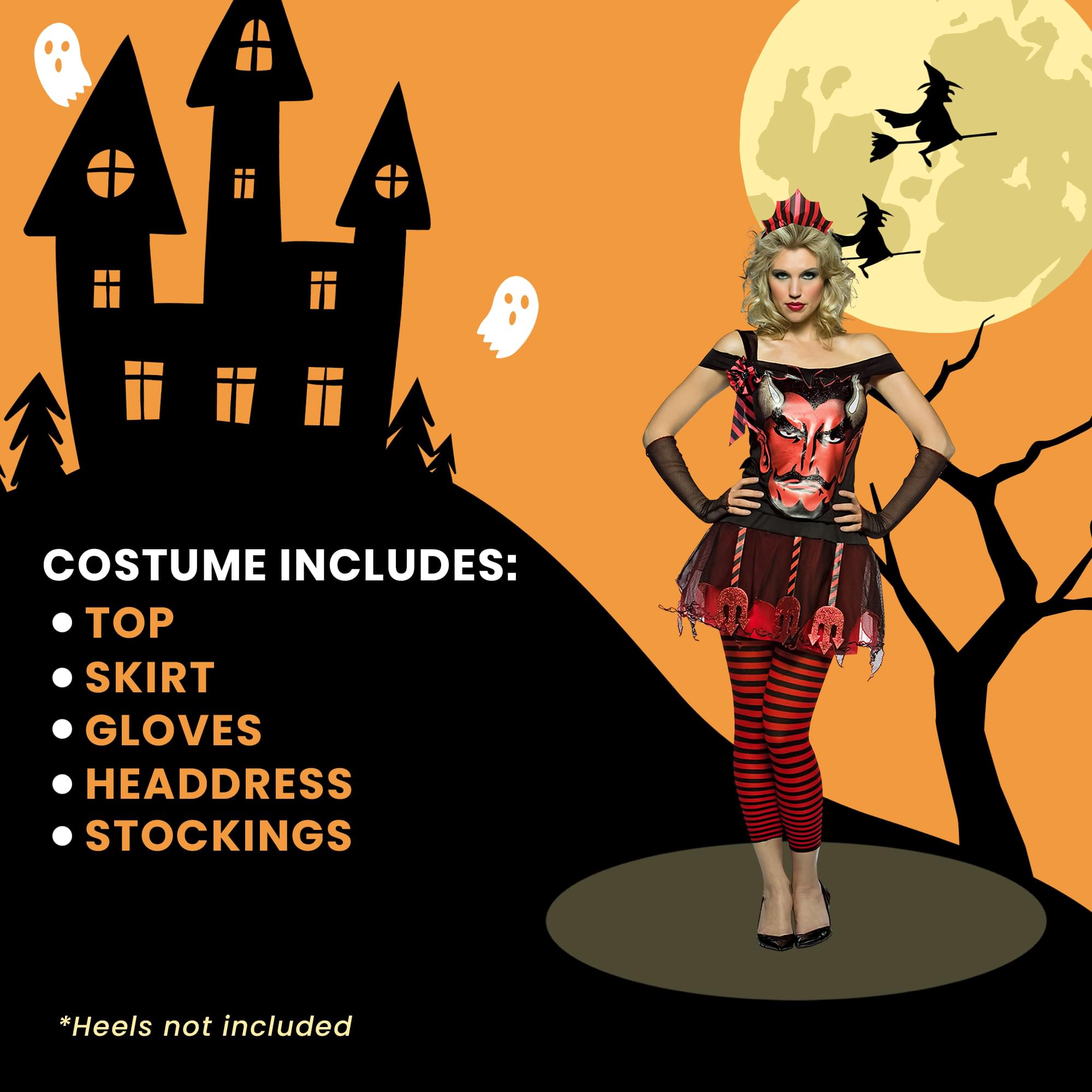 Devil Face Adult Women's Costume Dress