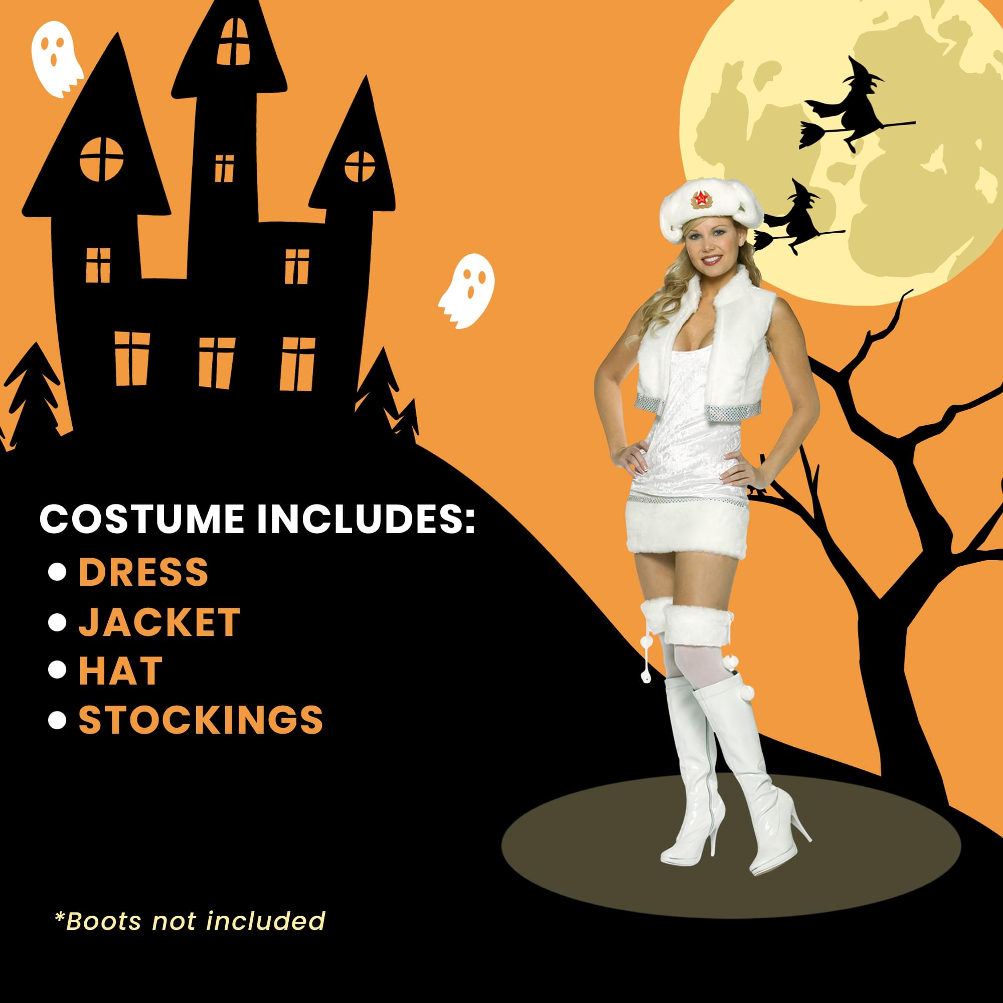White Russian Adult Women's Costume Dress