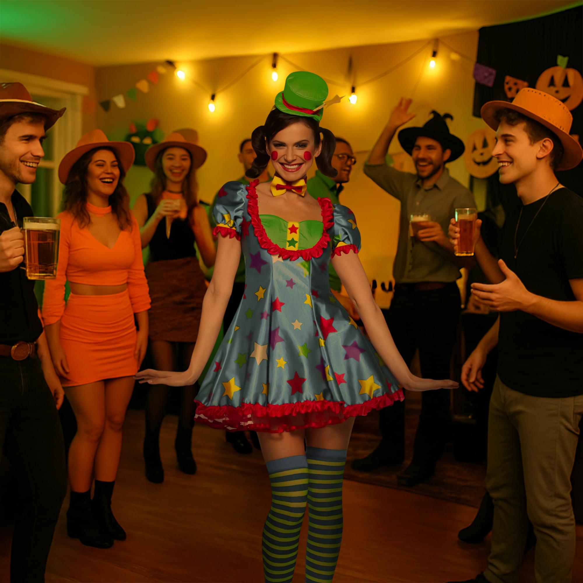 Star Clown Adult Women's Costume Dress
