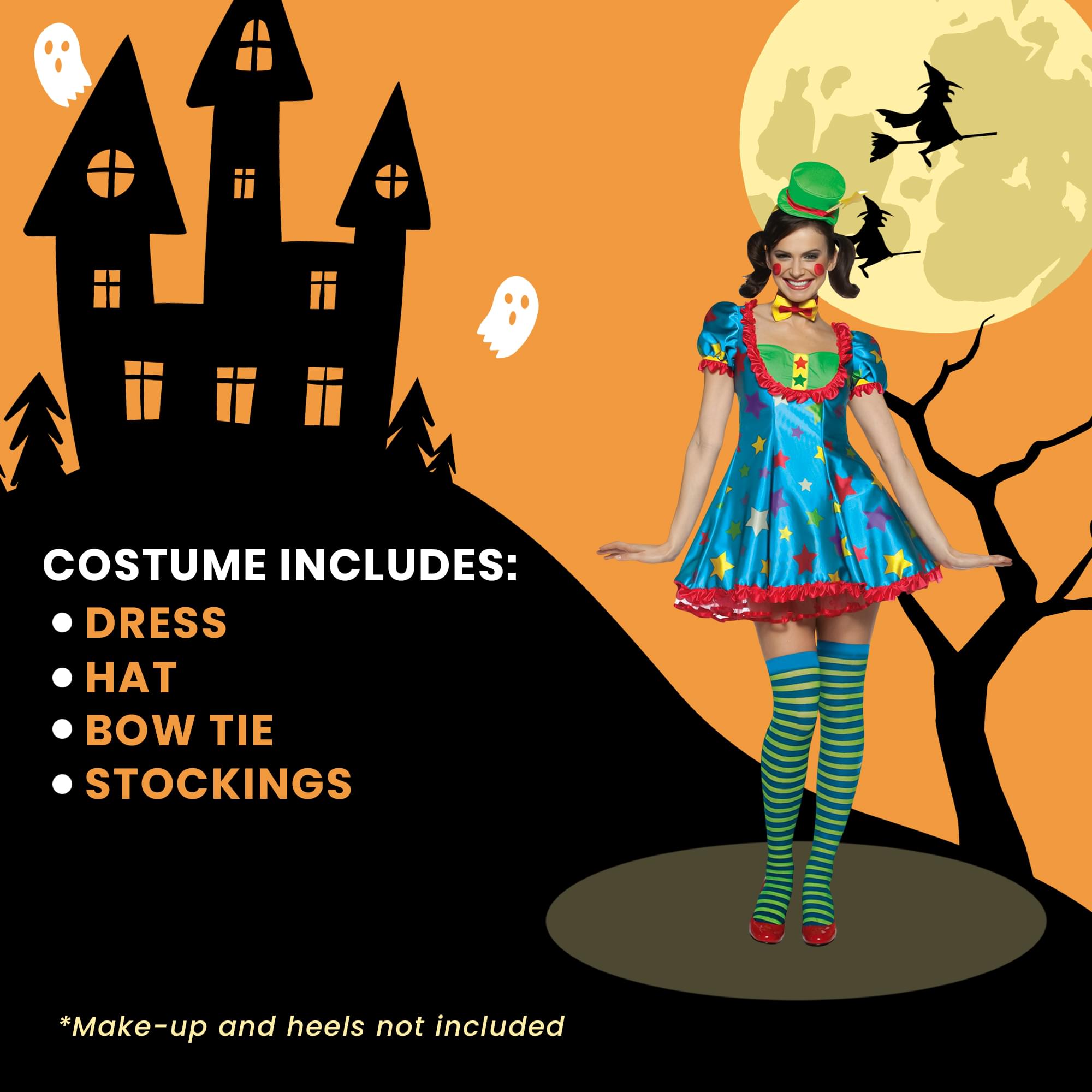 Star Clown Adult Women's Costume Dress