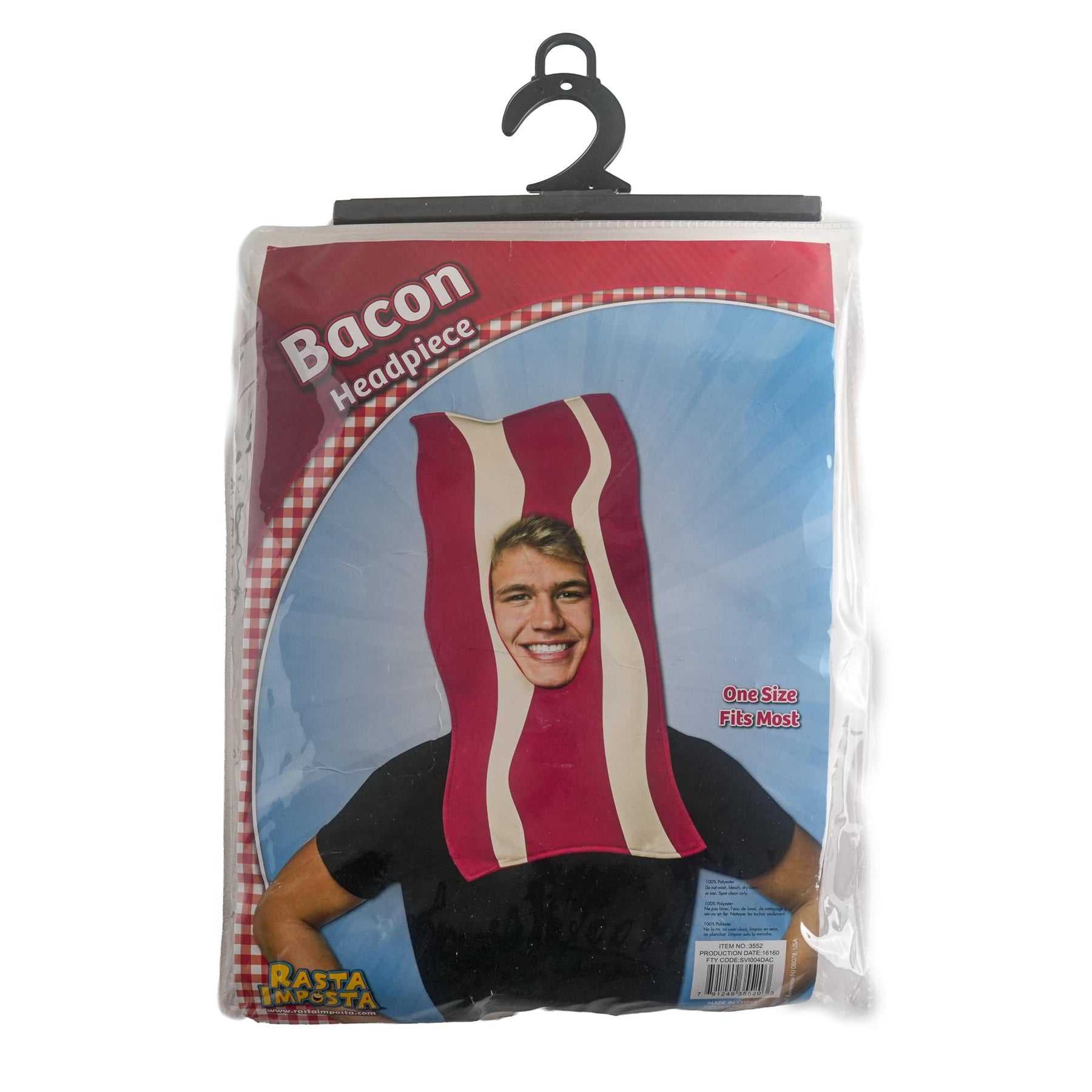 Bacon Open Face Costume Mask Adult One Size