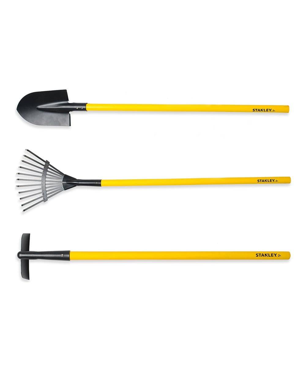 Stanley Jr. 3 Piece Garden Tool Set | Garden Hoe | Leaf Rake | Shovel