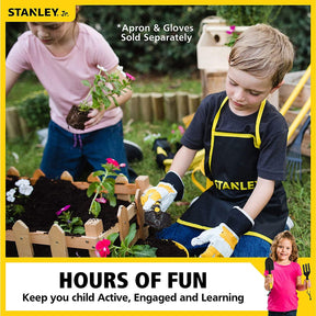 Stanley Jr. 4-Piece Garden Hand Tool Set | Spade | Trowel | Rake | Tool Bag