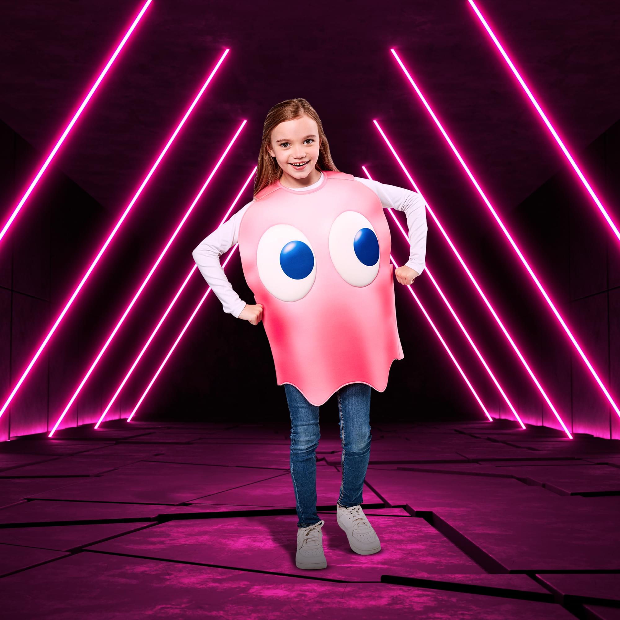 PAC-MAN PINKY Ghost Child Costume | One Size