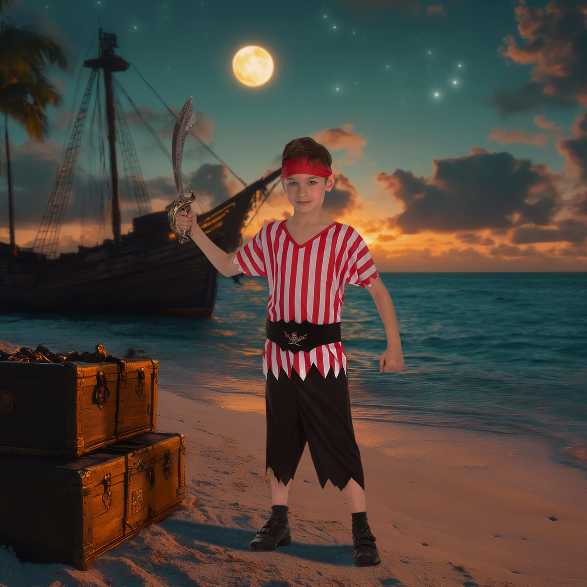 Striped Pirate Boy Child Costume