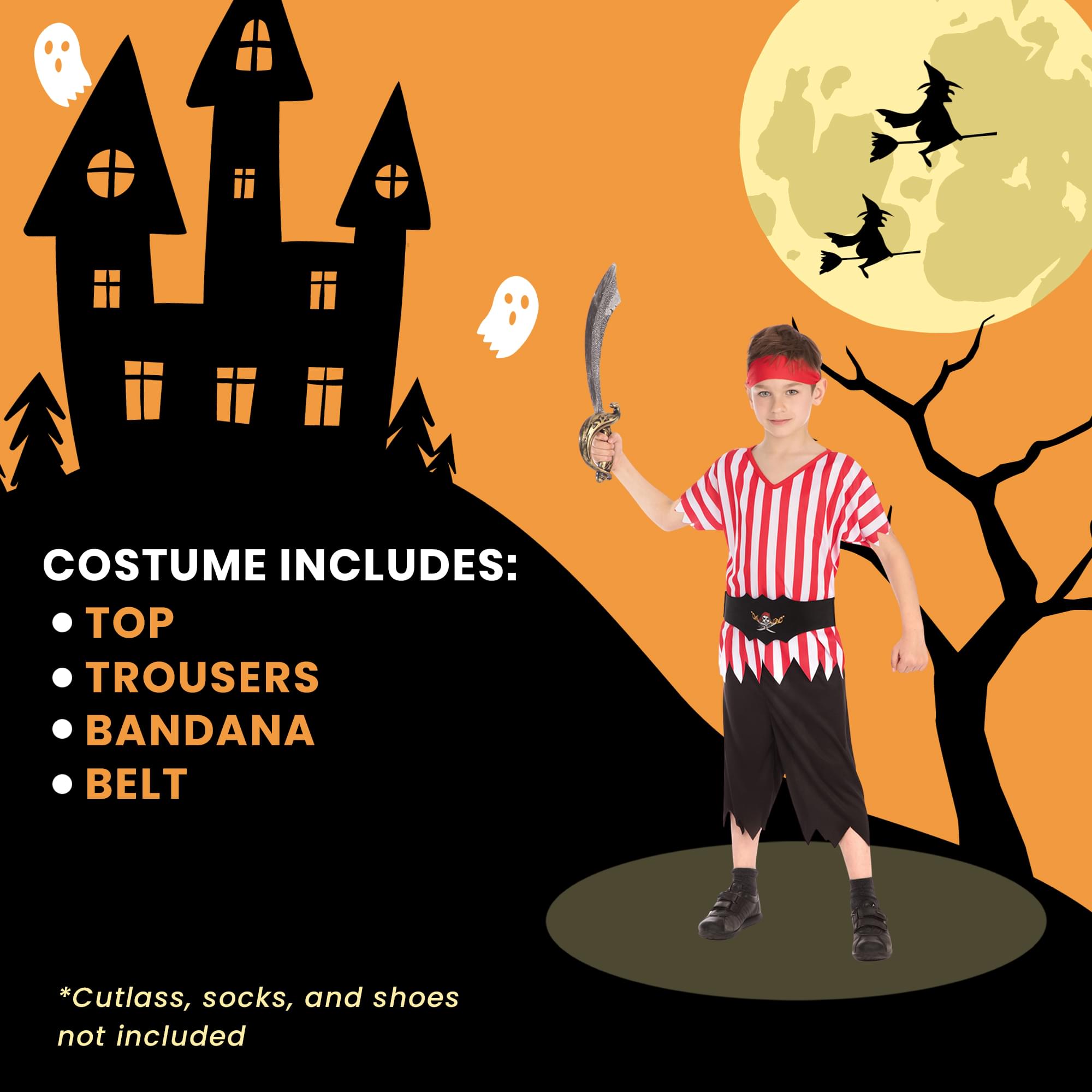 Striped Pirate Boy Child Costume