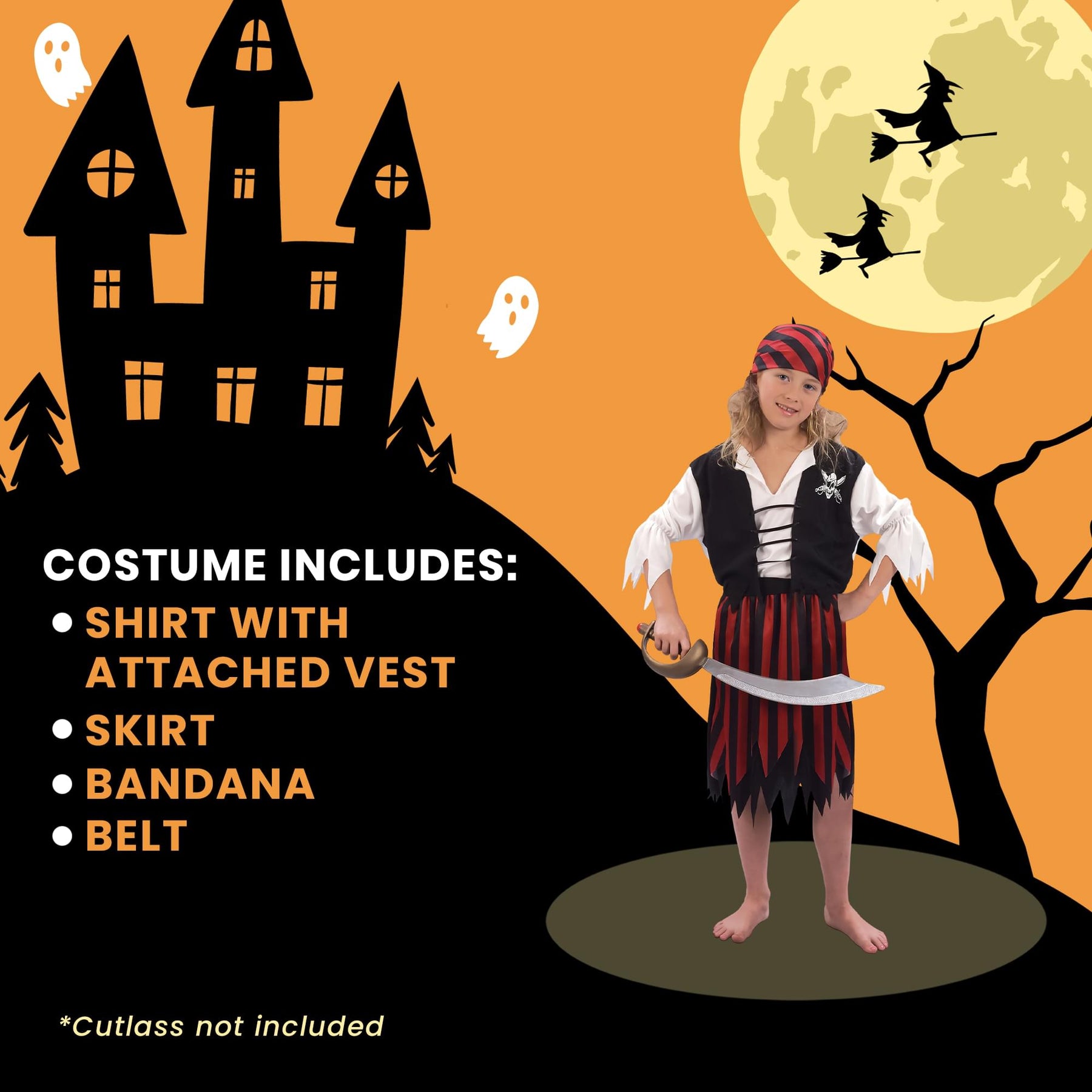 Striped Pirate Girl Child Costume
