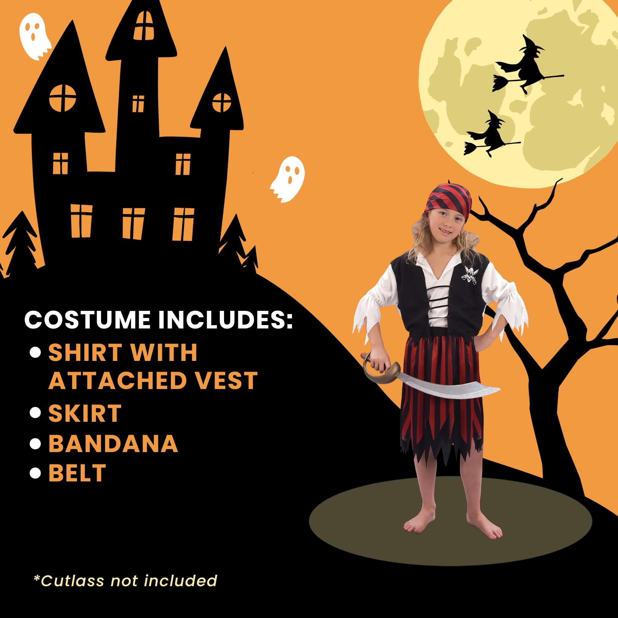 Striped Pirate Girl Child Costume
