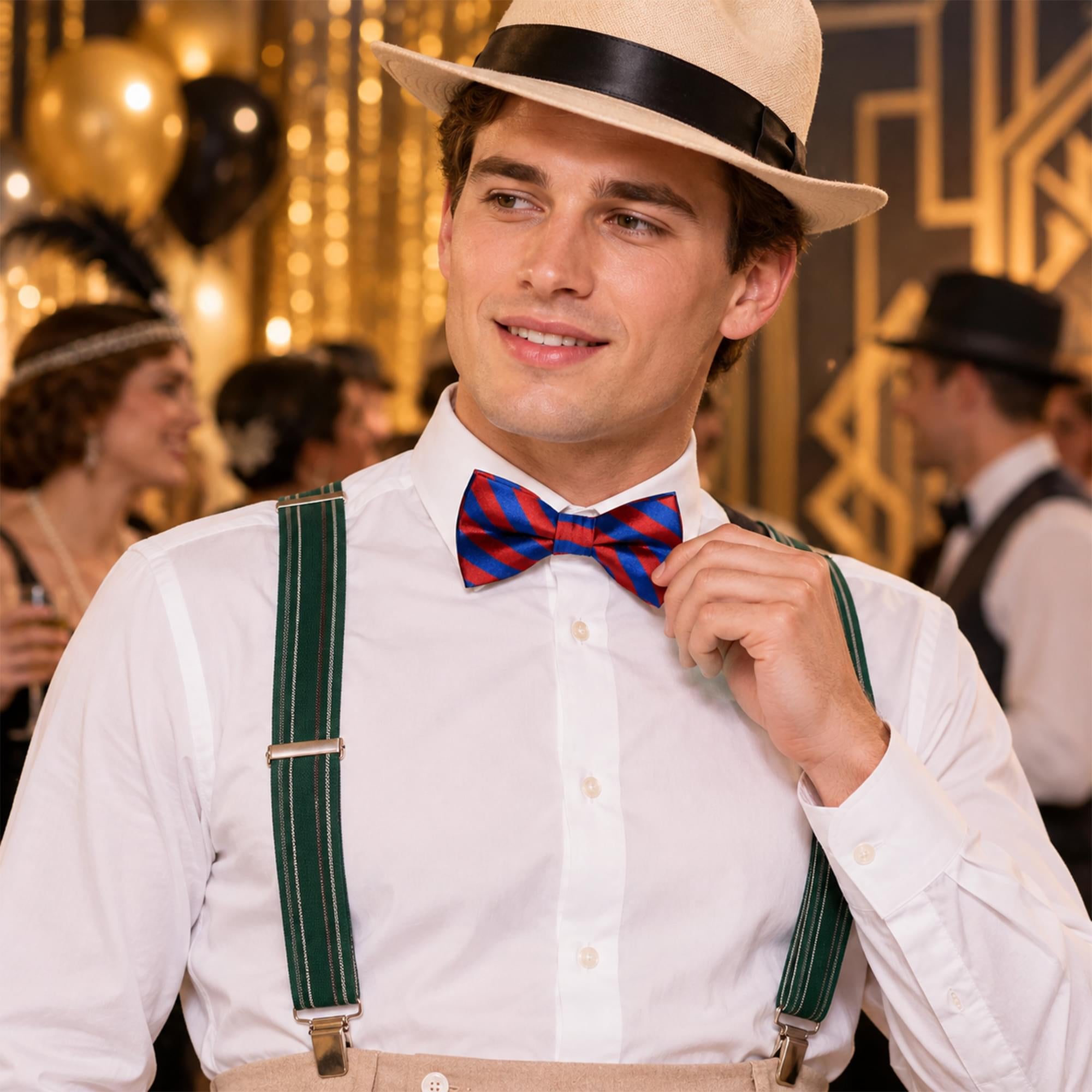 Blue and Red Striped Bow Tie Adult Costume Accessory