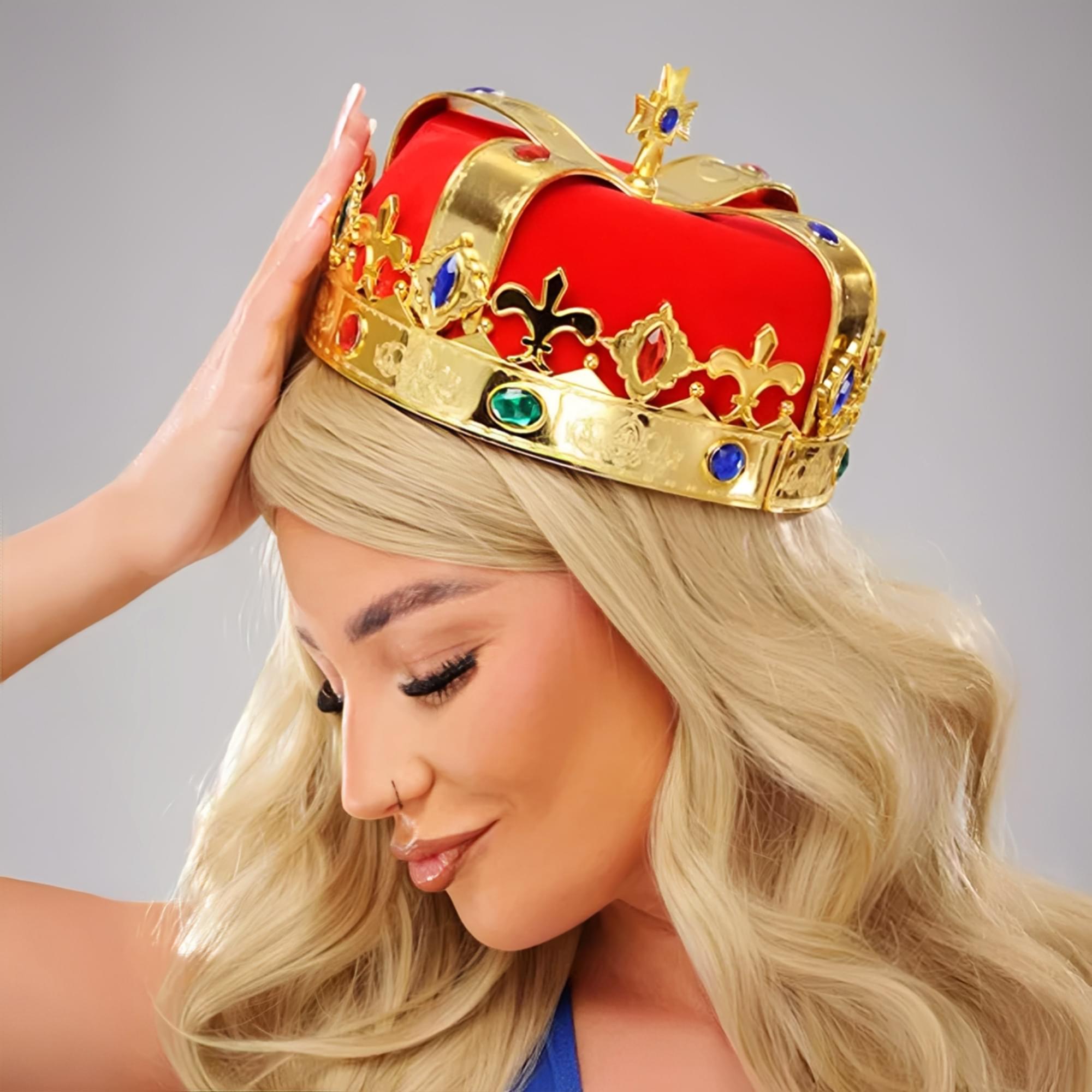 Jewelled Fabric Crown Adult Costume Accessory