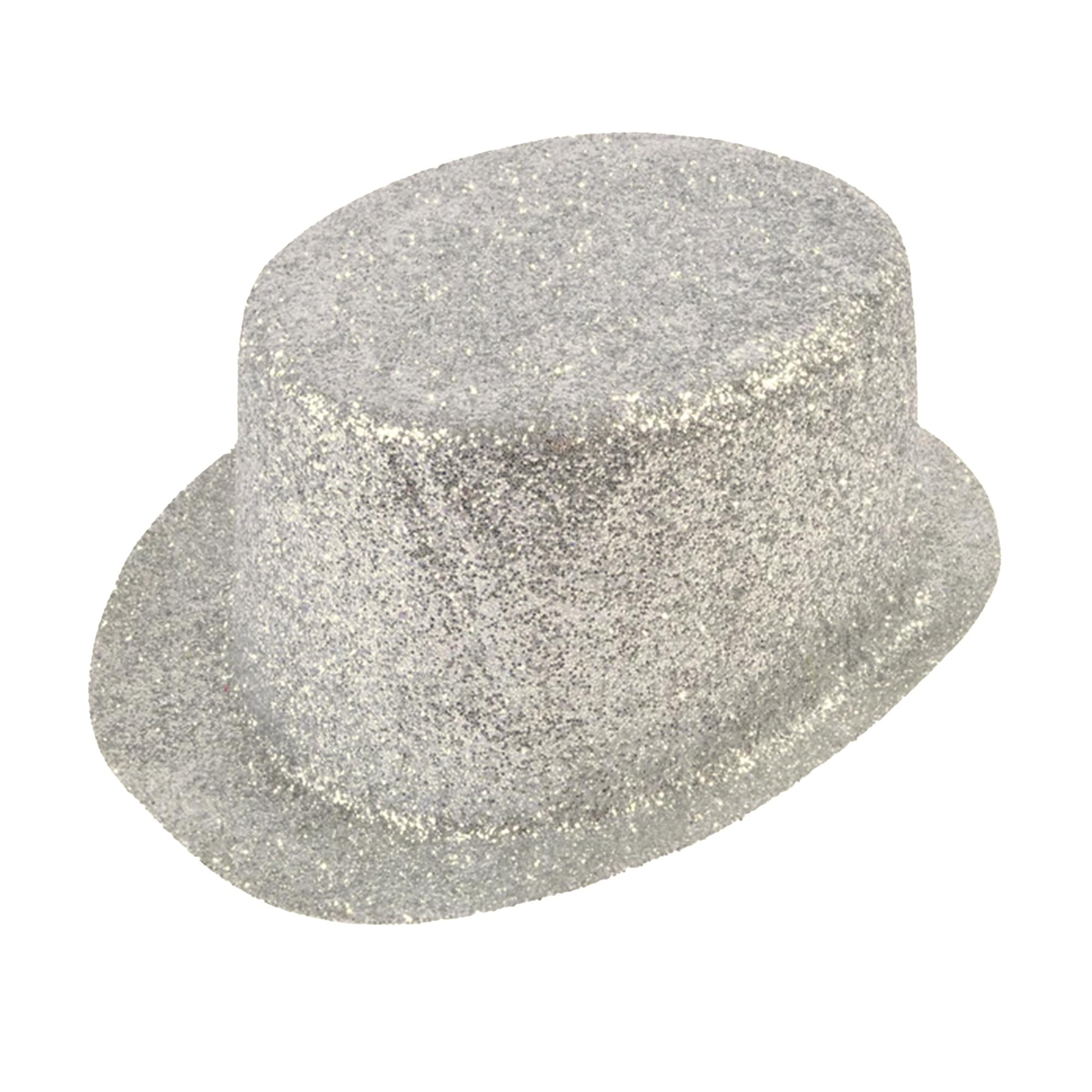 Silver Glitter Adult Costume Top Hat