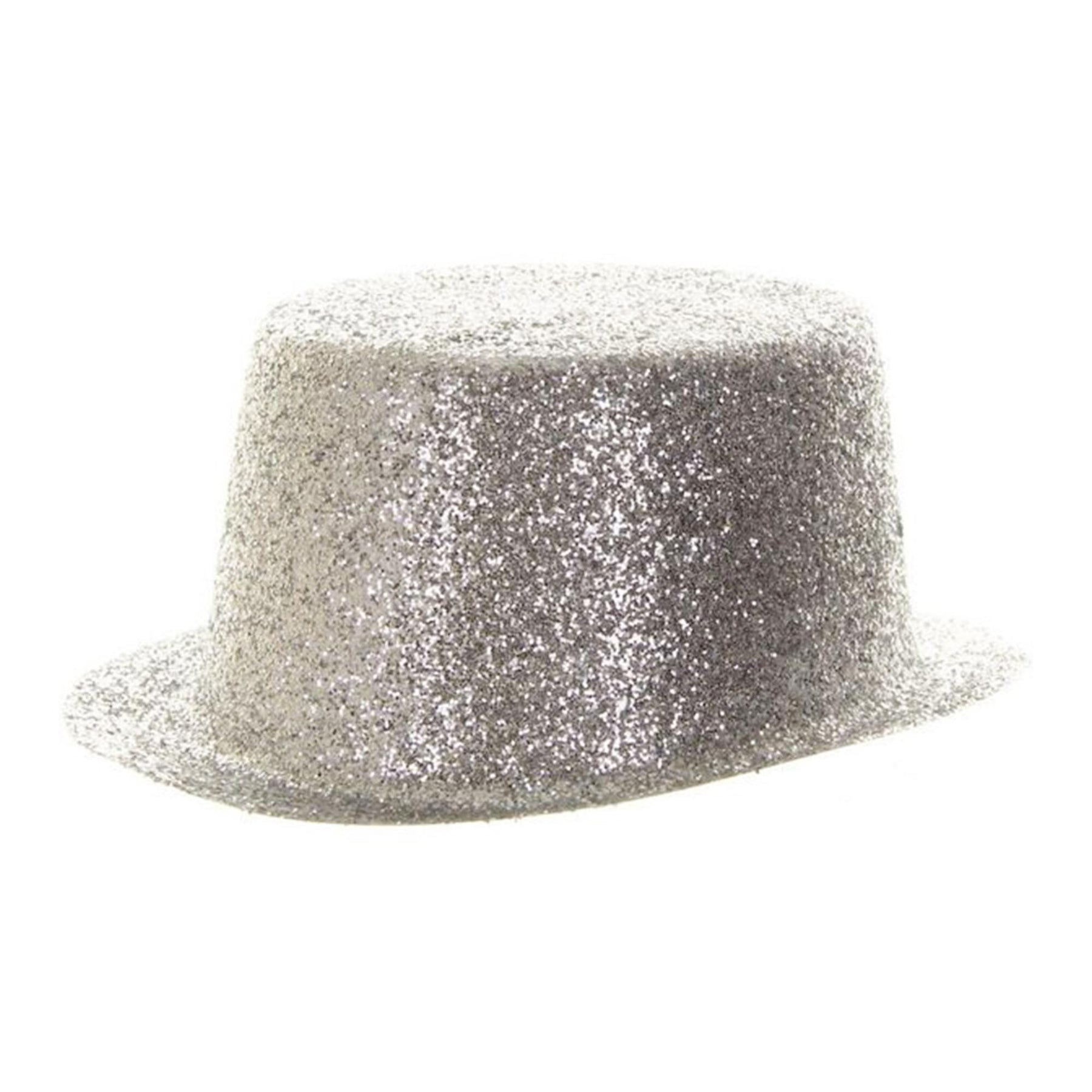 Silver Glitter Adult Costume Top Hat