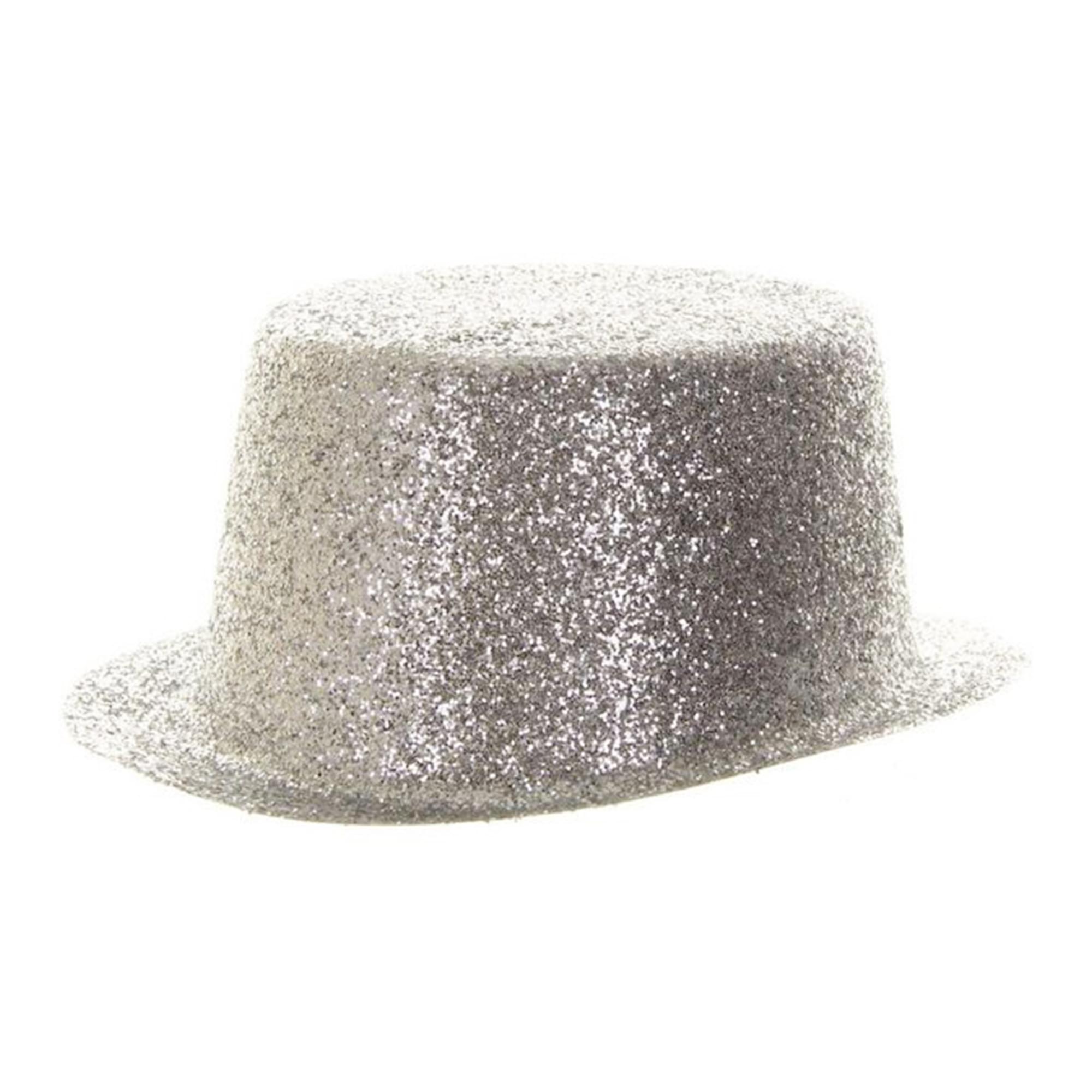 Silver Glitter Adult Costume Top Hat