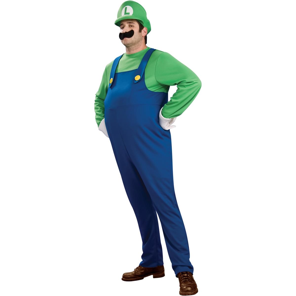 Super Mario Bros Luigi Costume Adult Men Plus