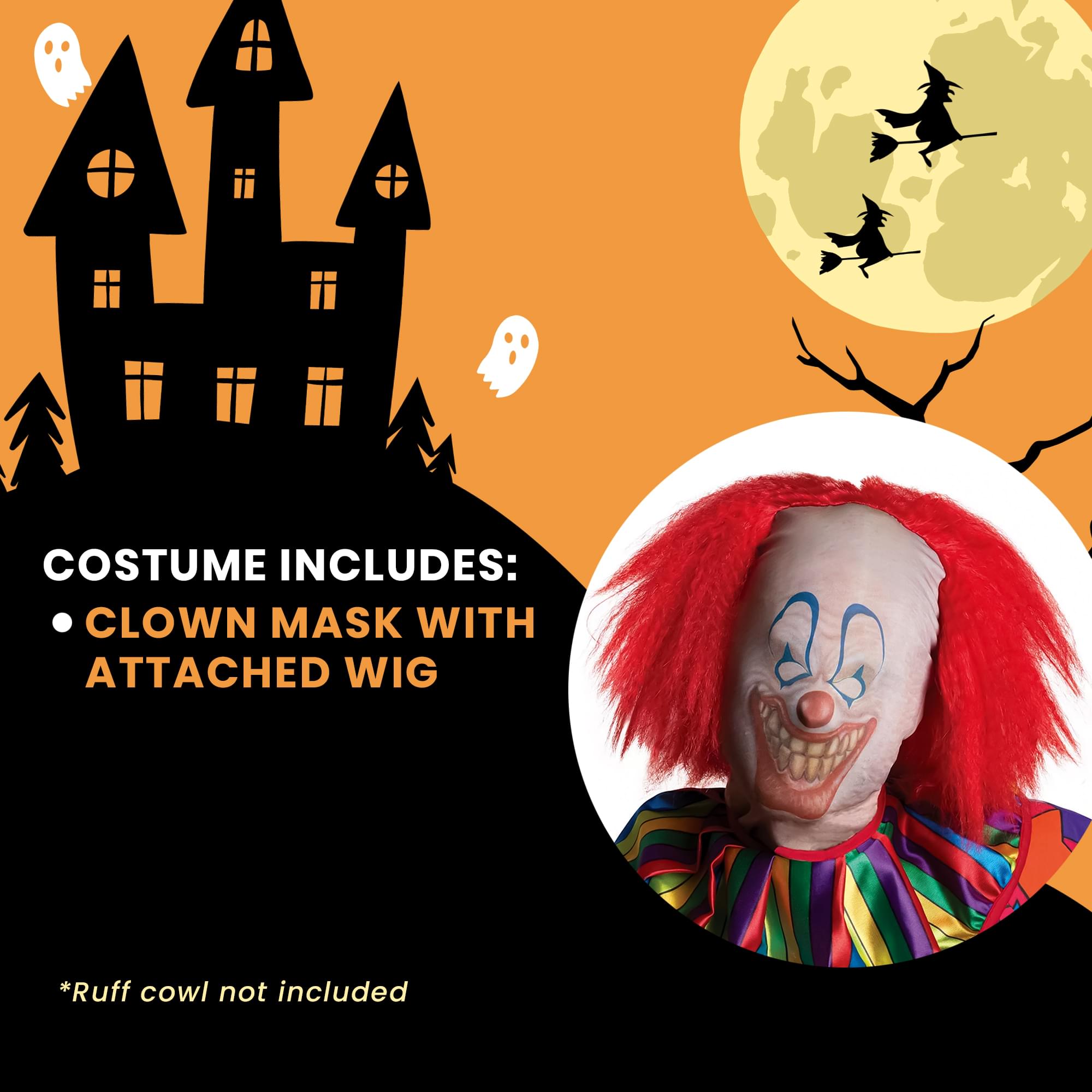 Horror Clown Skinsuit Adult Costume Mask