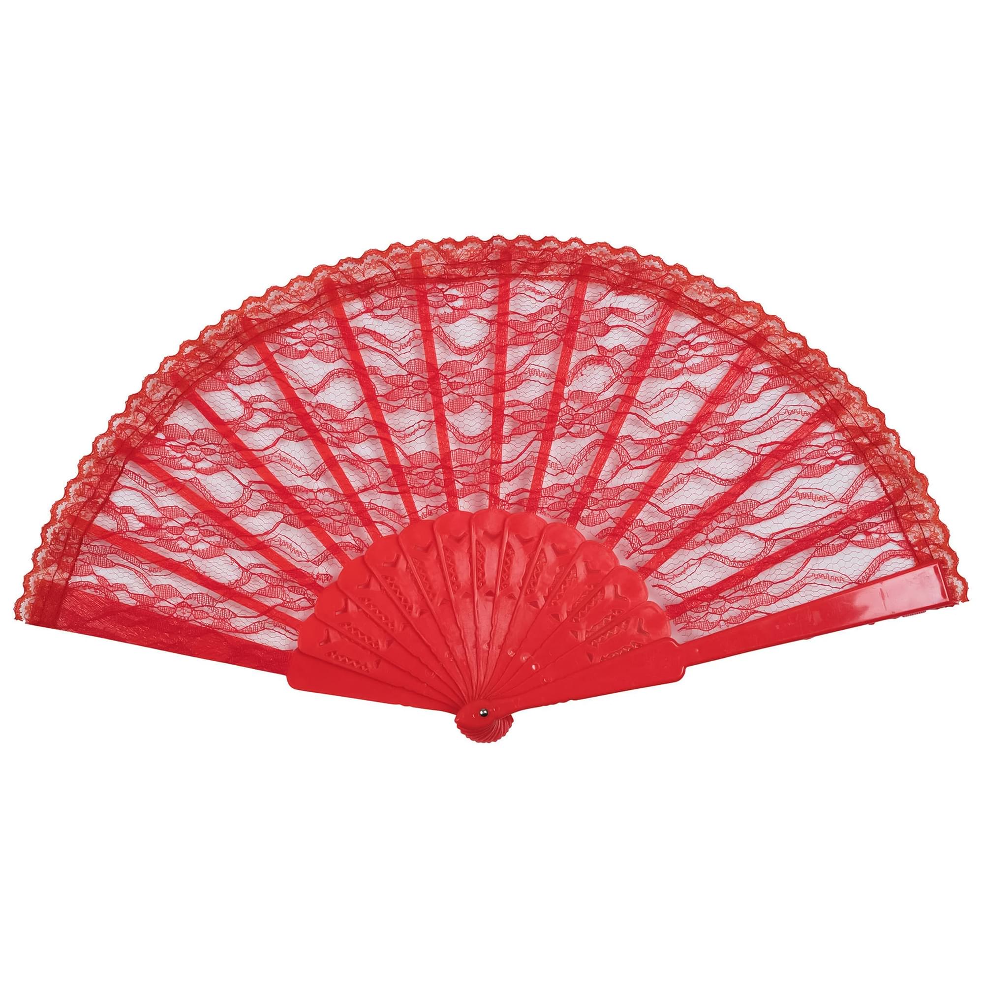 Red Lace Fan Adult Costume Accessory