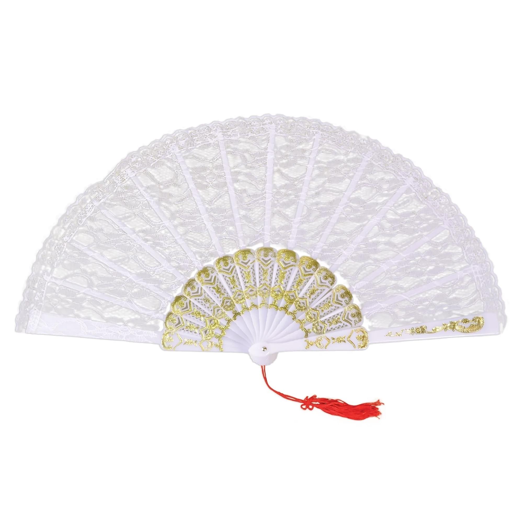 White Lace Fan Adult Costume Accessory