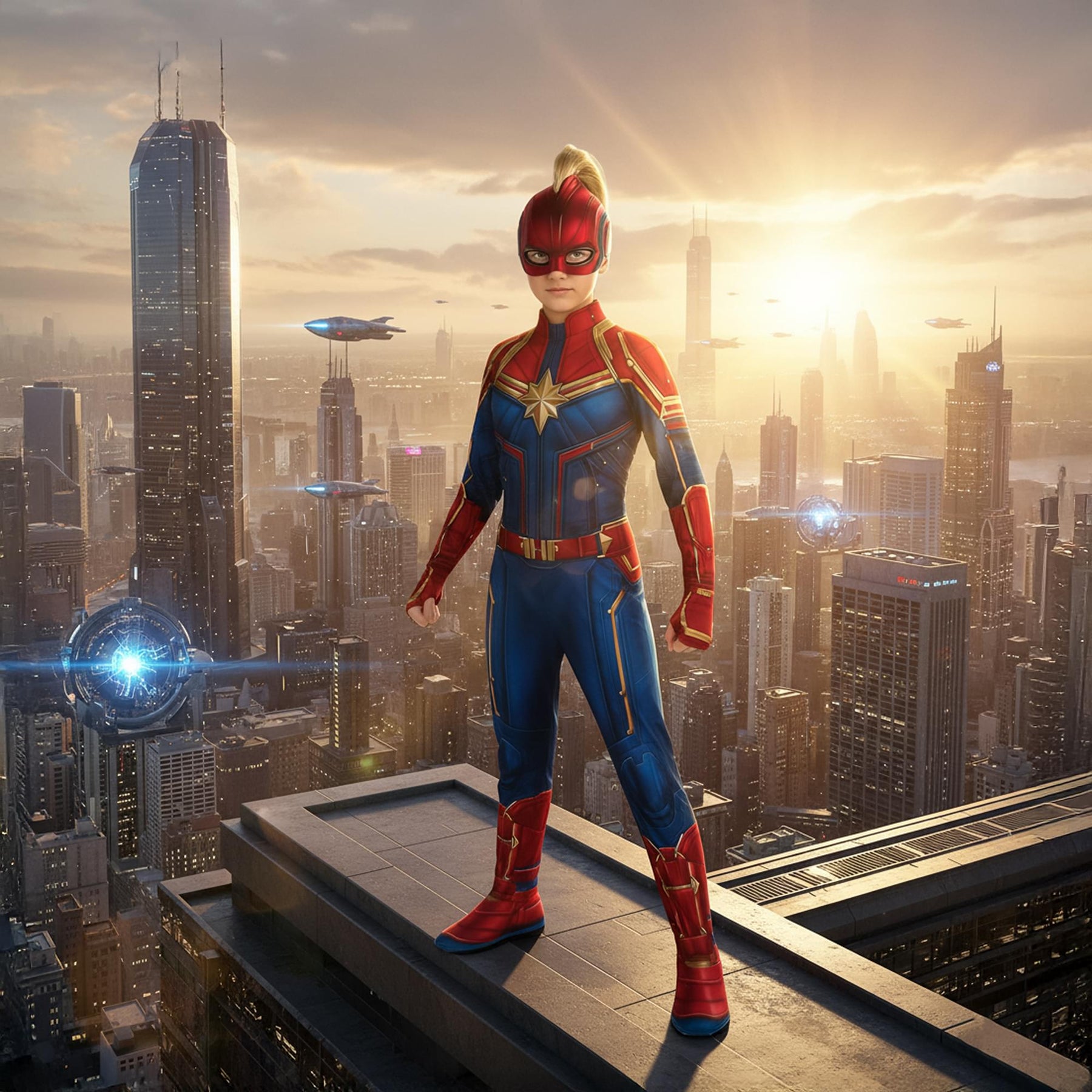 Marvel Captain Marvel Child Costume Hero Suit