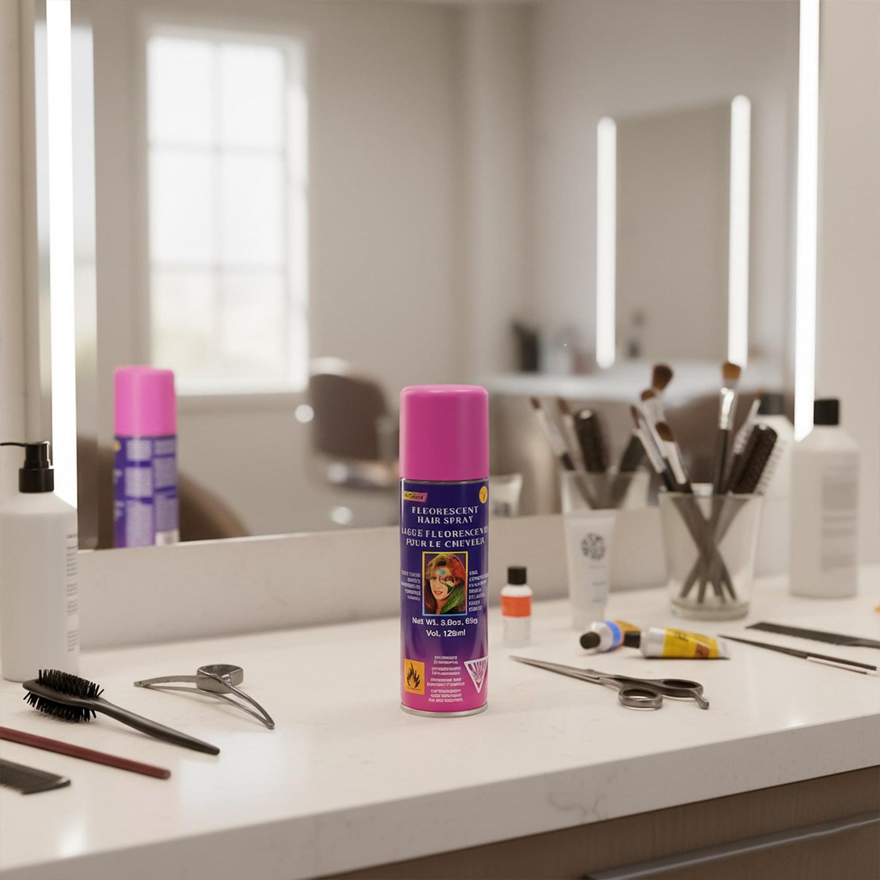 Fluorescent Pink Hair Spray Costume Accessory