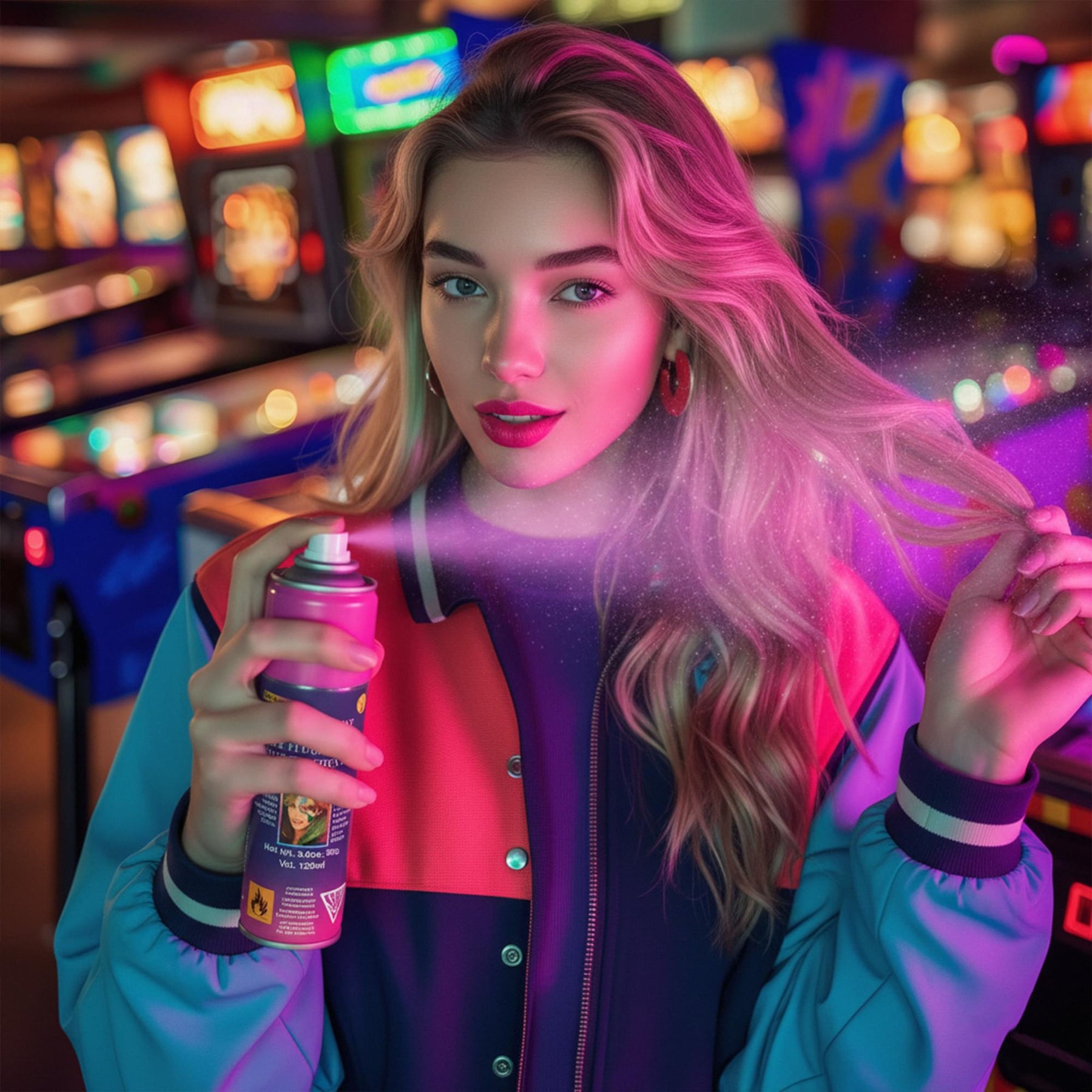 Fluorescent Pink Hair Spray Costume Accessory