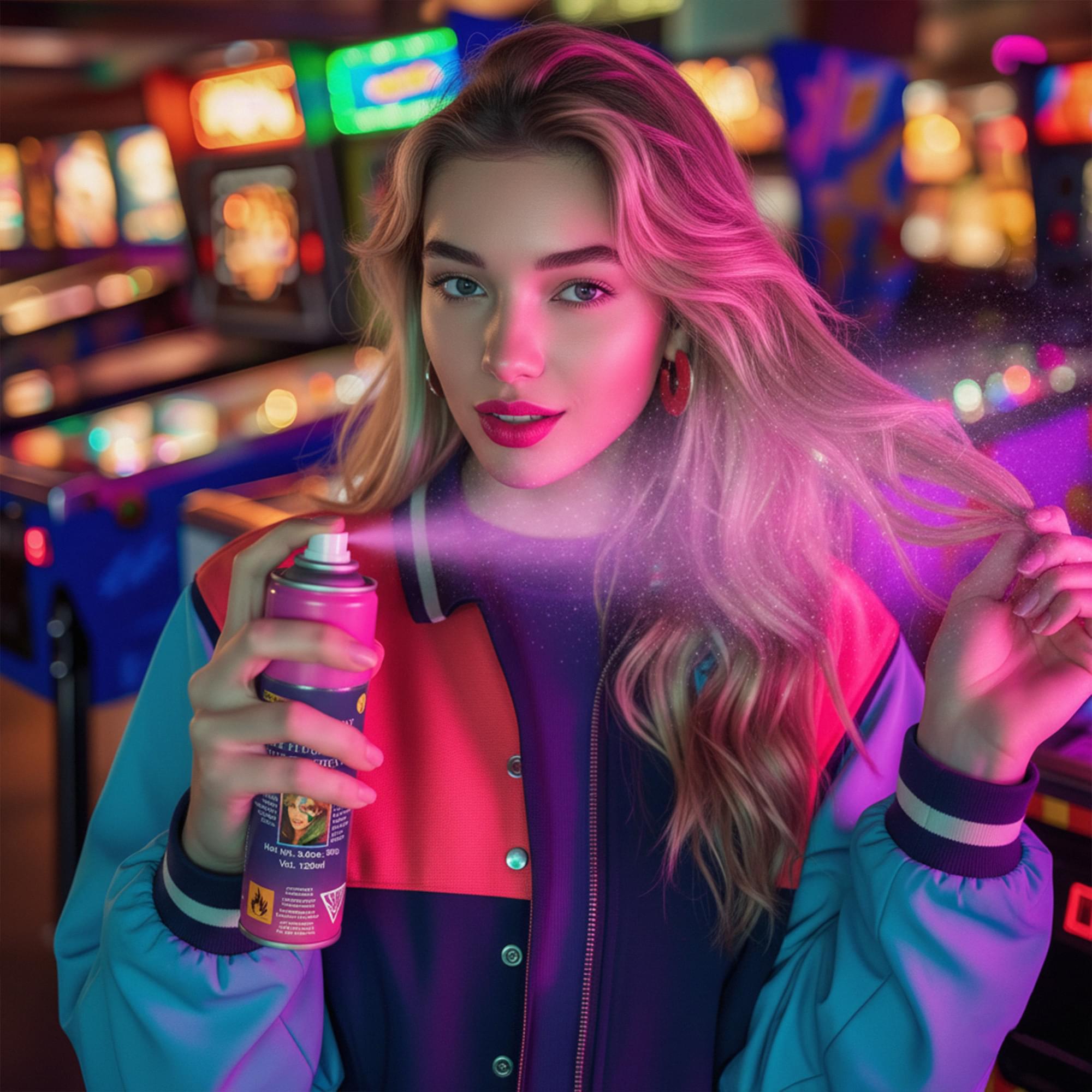 Fluorescent Pink Hair Spray Costume Accessory