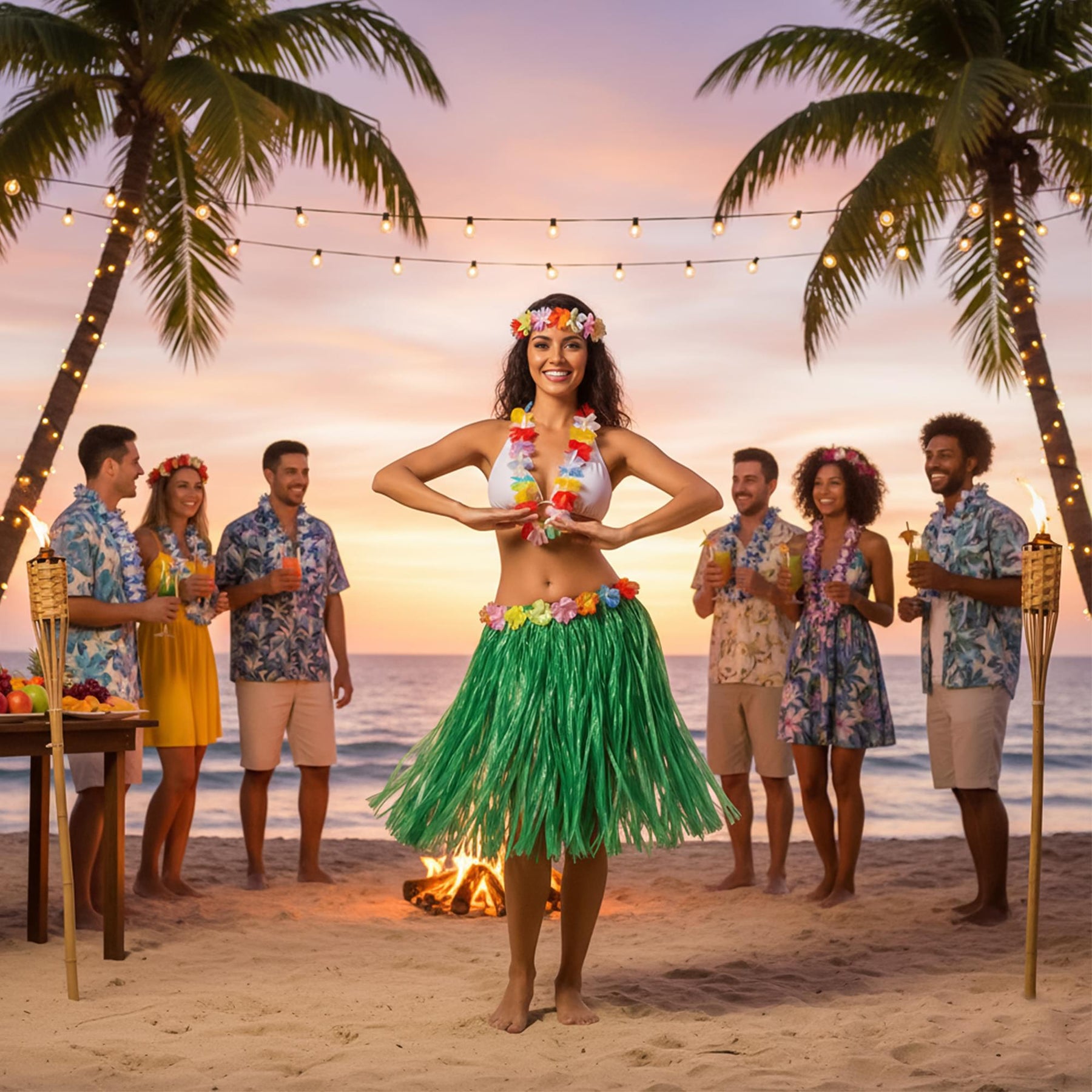 Green Hawaiian Skirt Adult Costume